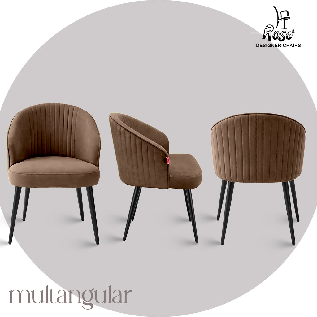 Noor Valvet Arm Dining Chair(Coffee Brown) Set of 1 Multiangle