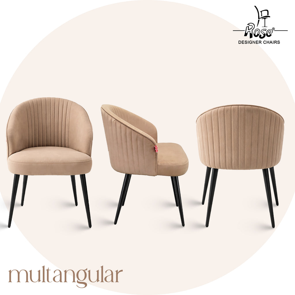 Noor Valvet Arm Dining Chair(Classic Cream) Set of Multangle