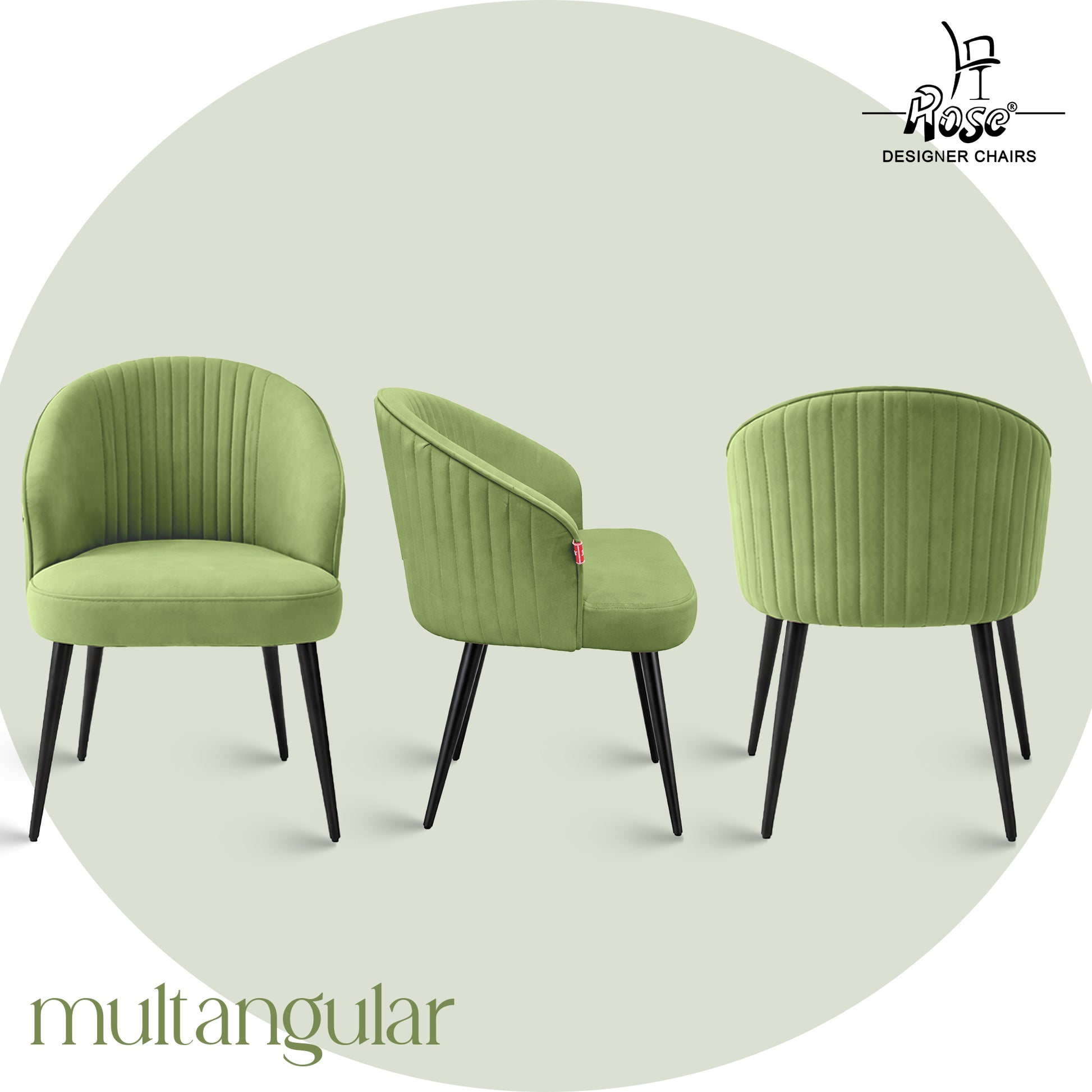 Noor Valvet Arm Dining Chair(Turqouise Green) Set of 2 Multiangle