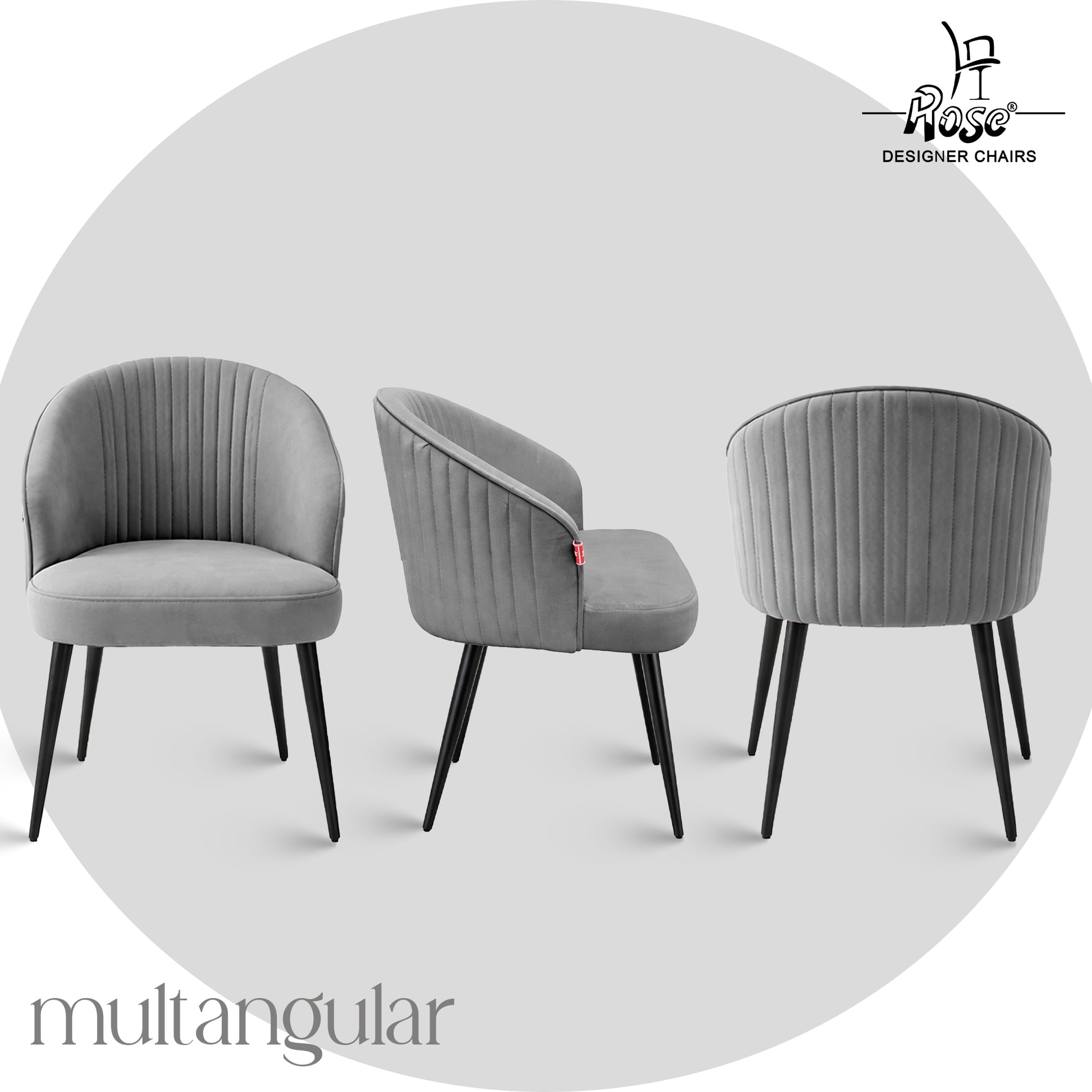 Noor Valvet Arm Dining Chair(Mouse Gray) Set of 1 Multiangle