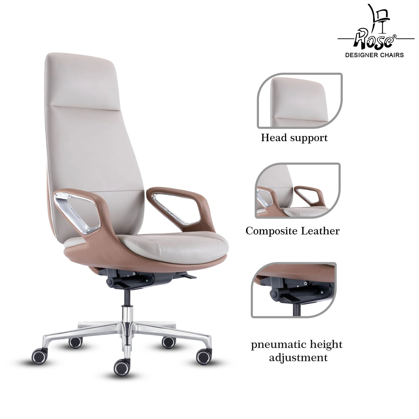 Rose Oriva Luxurious High Back Chair (White)