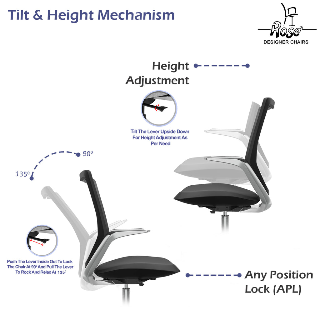 ROSE® Pablo Mid Back Office & Home Chair (Black (PU Leatherette)