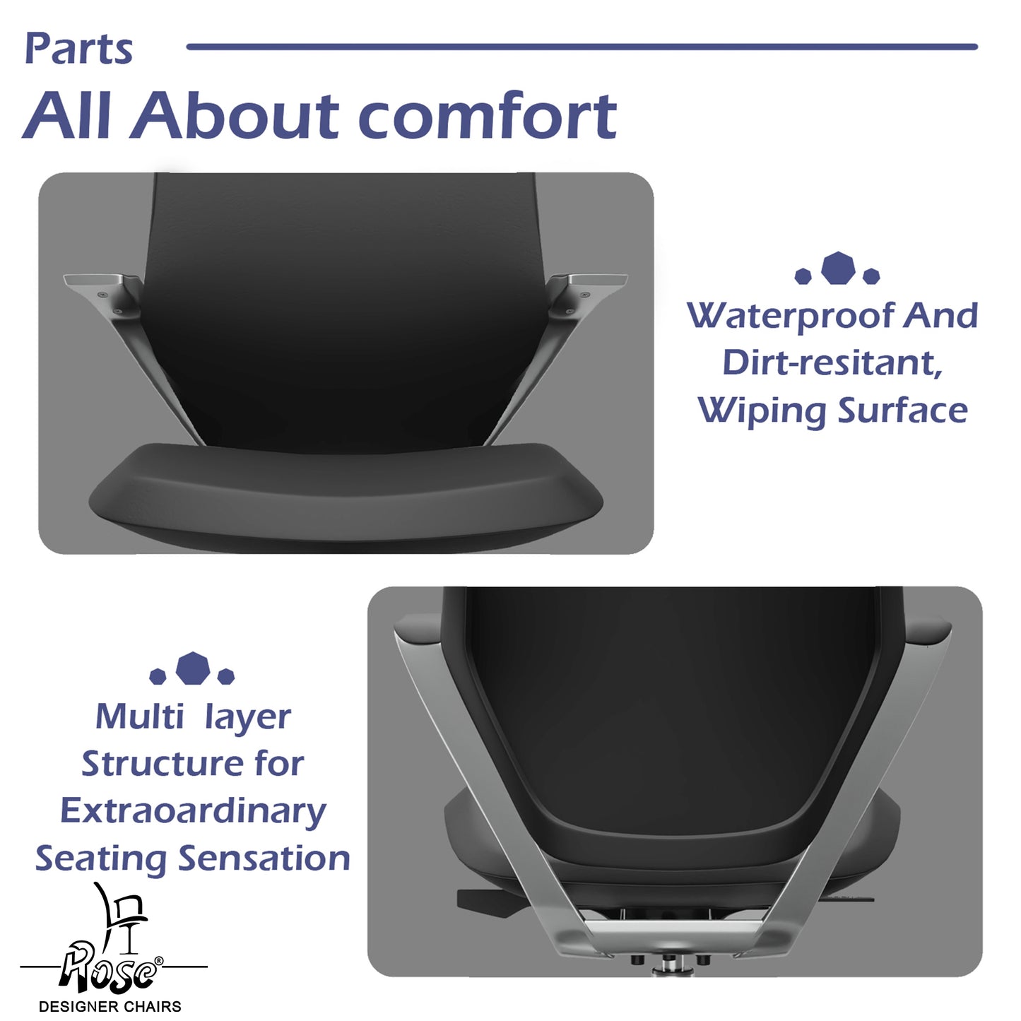 ROSE® Pablo Mid Back Office & Home Chair (Black (PU Leatherette)