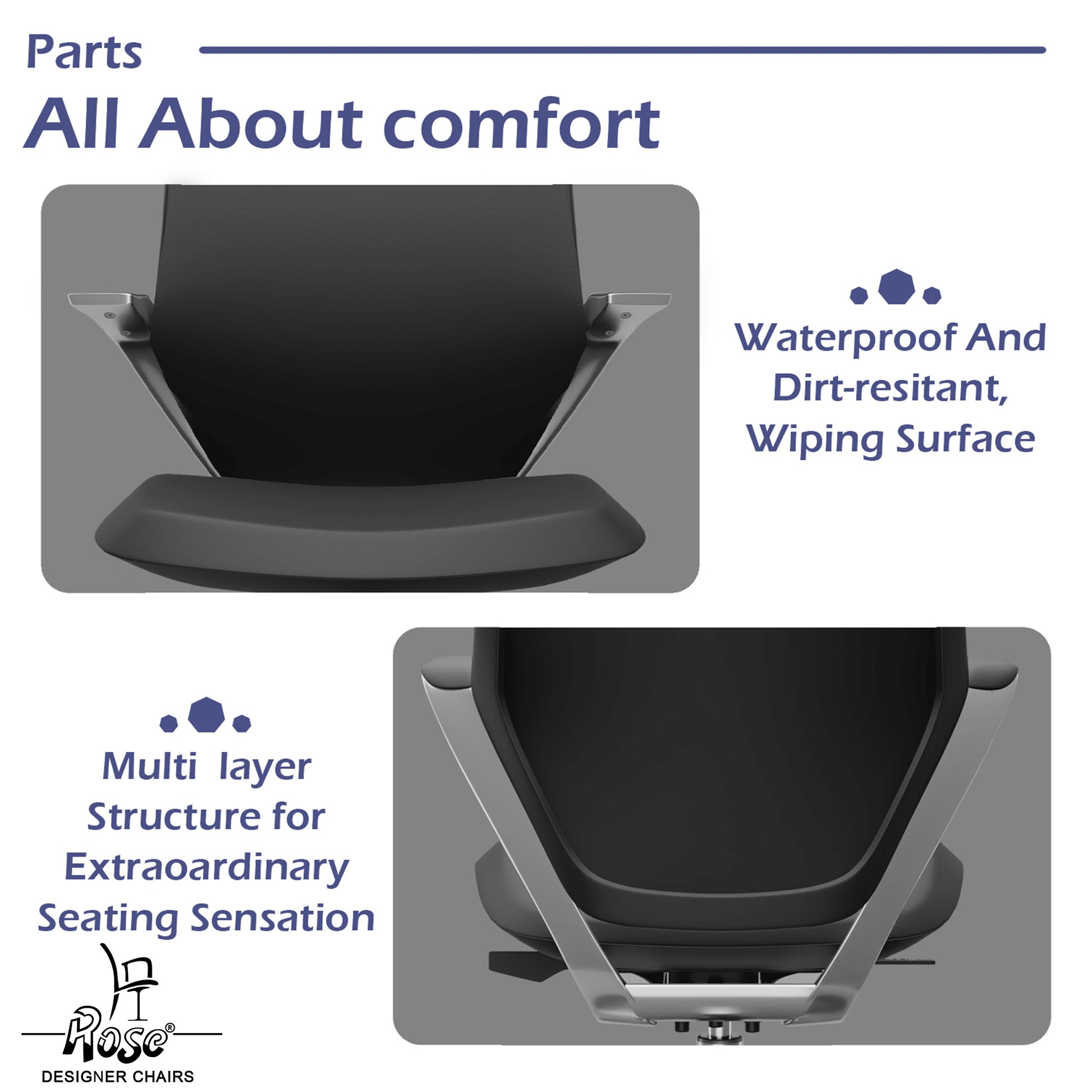 ROSE® Pablo Mid Back Office & Home Chair (Black (PU Leatherette)