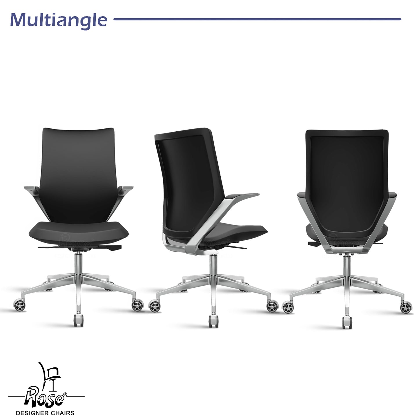 ROSE® Pablo Mid Back Office & Home Chair (Black (PU Leatherette)