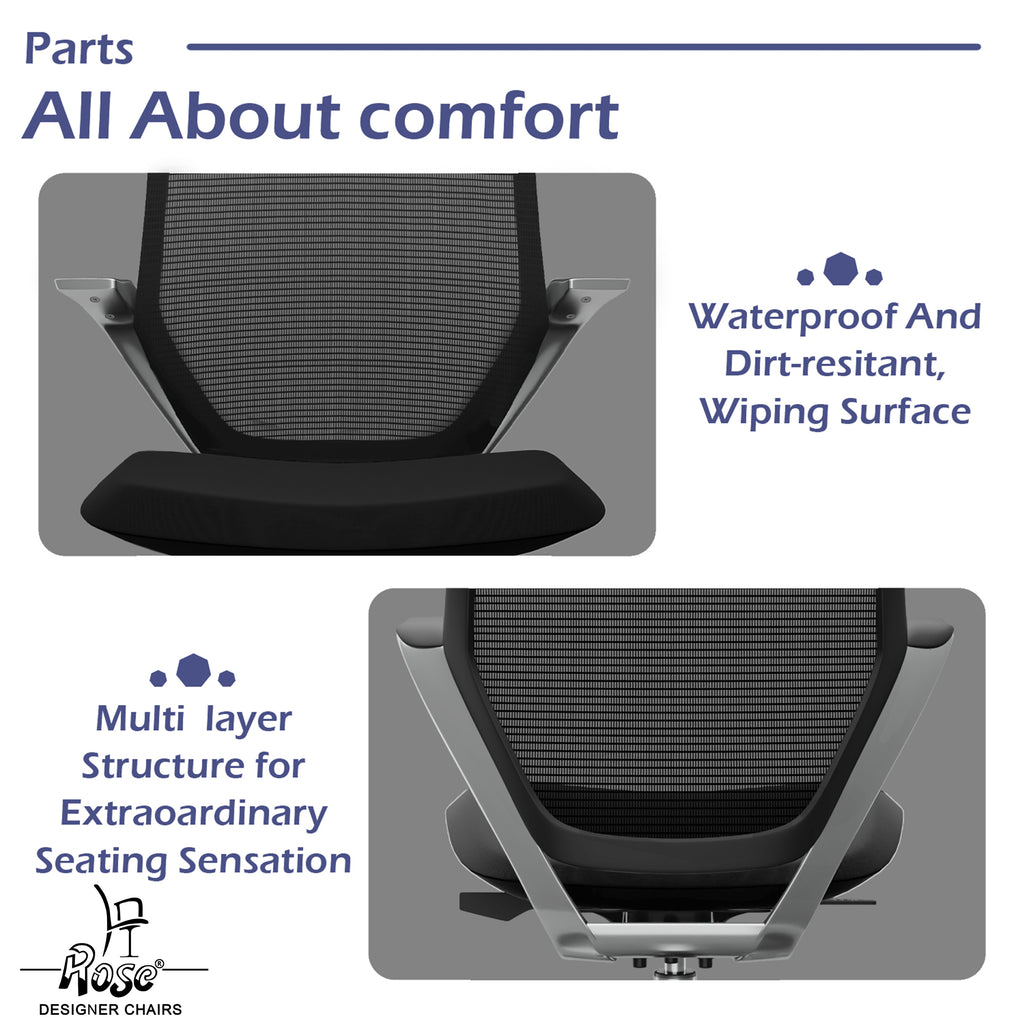 ROSE® Pablo High Back Office & Home Chair (Black (Mesh))