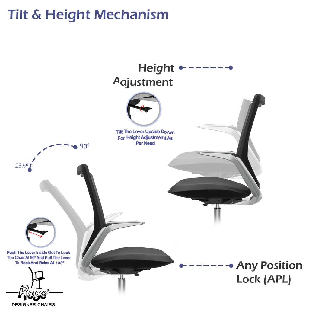 ROSE® Pablo Mid Back Office & Home Chair (Black (Mesh))