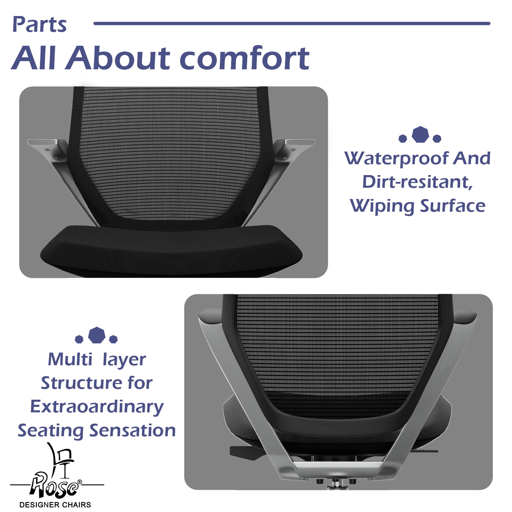 ROSE® Pablo Mid Back Office & Home Chair (Black (Mesh))