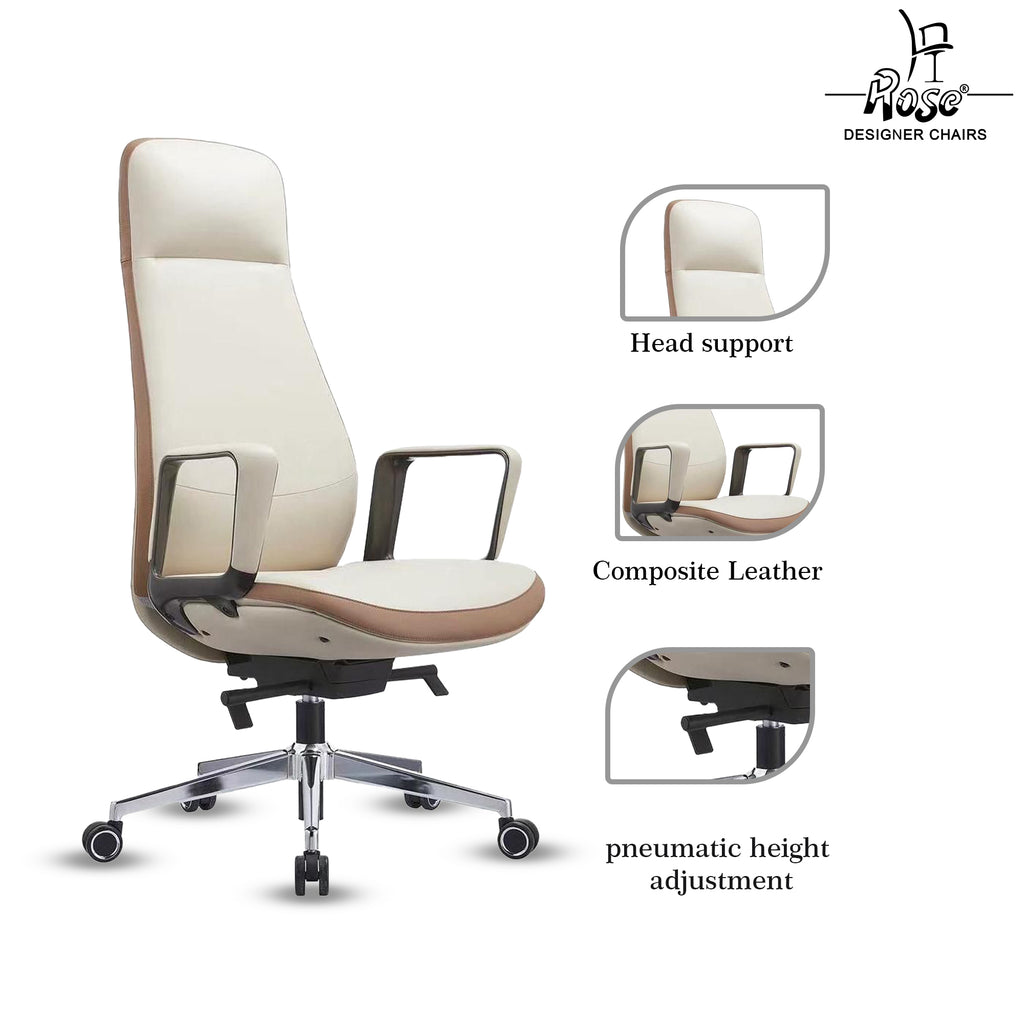 Rose Prestina Luxurious High Back Chair (Classic Cream and Brown)