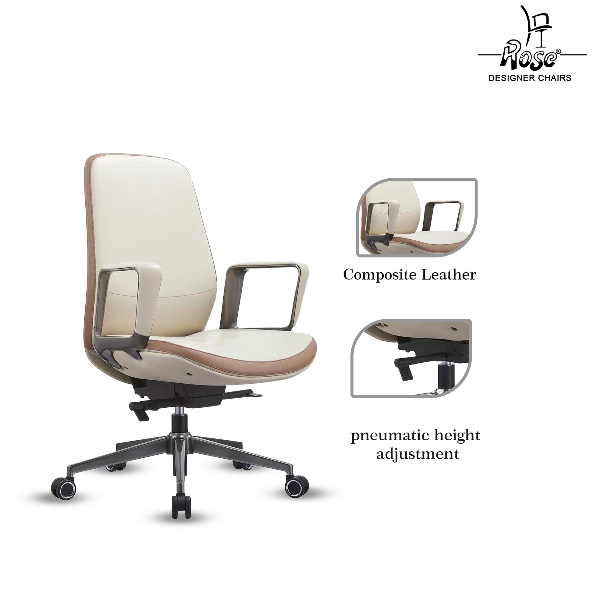 Rose Prestina Luxurious Mid Back Chair (Classic Cream and Brown)