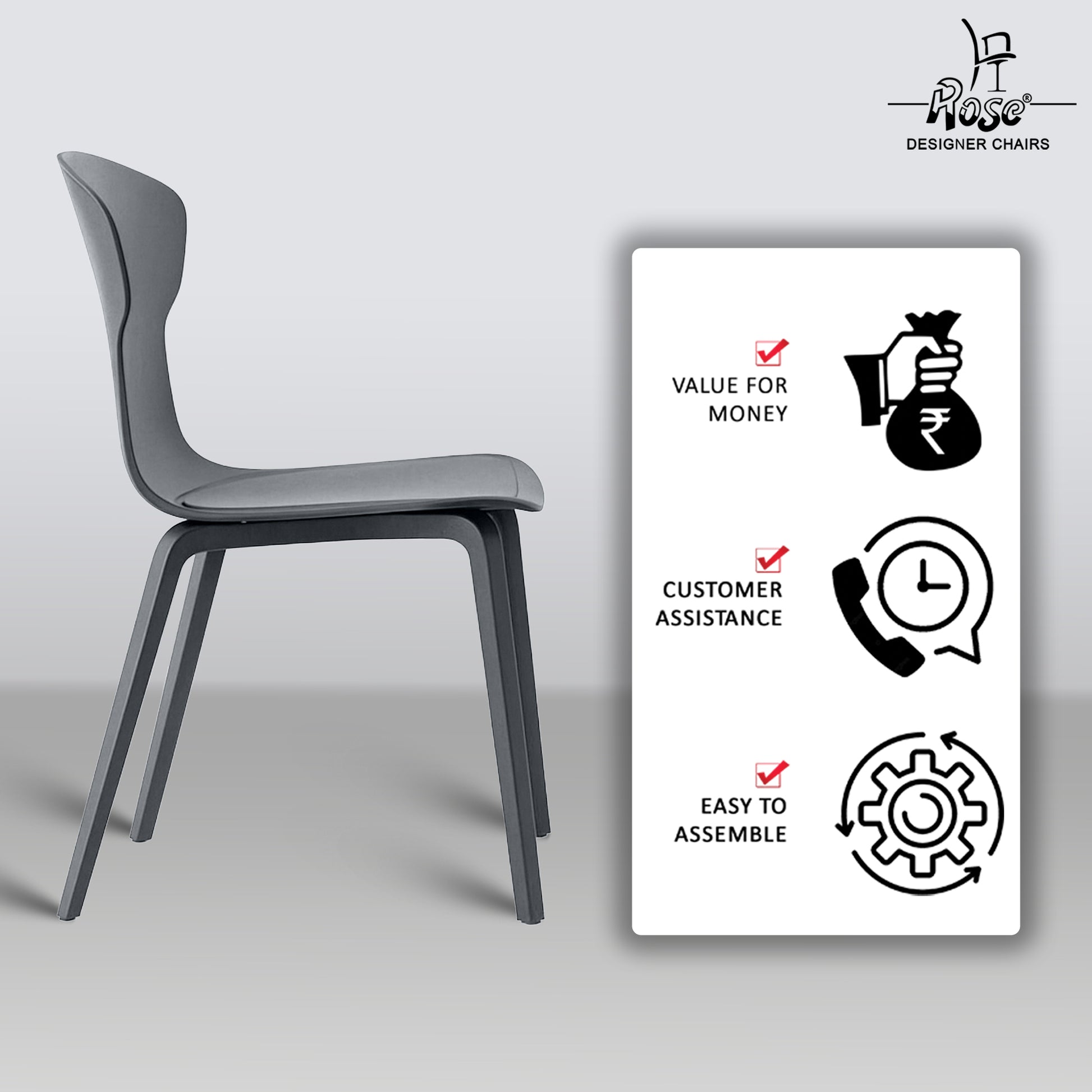 Core Modern Accent (Grey) Chair Seat of 2 Service