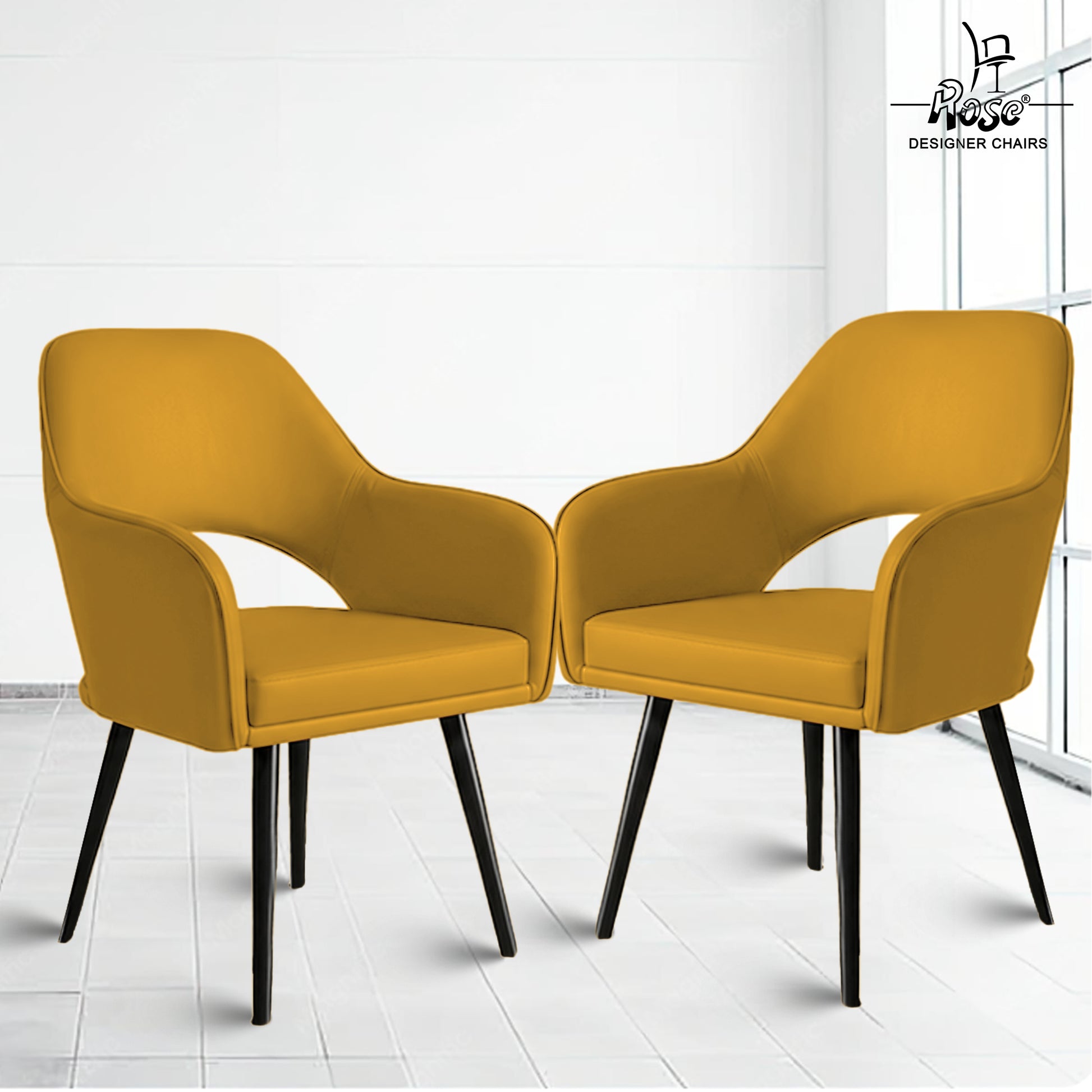Yuri Faux Leather Chair Honey (Yellow)Set of 2 Bg Img