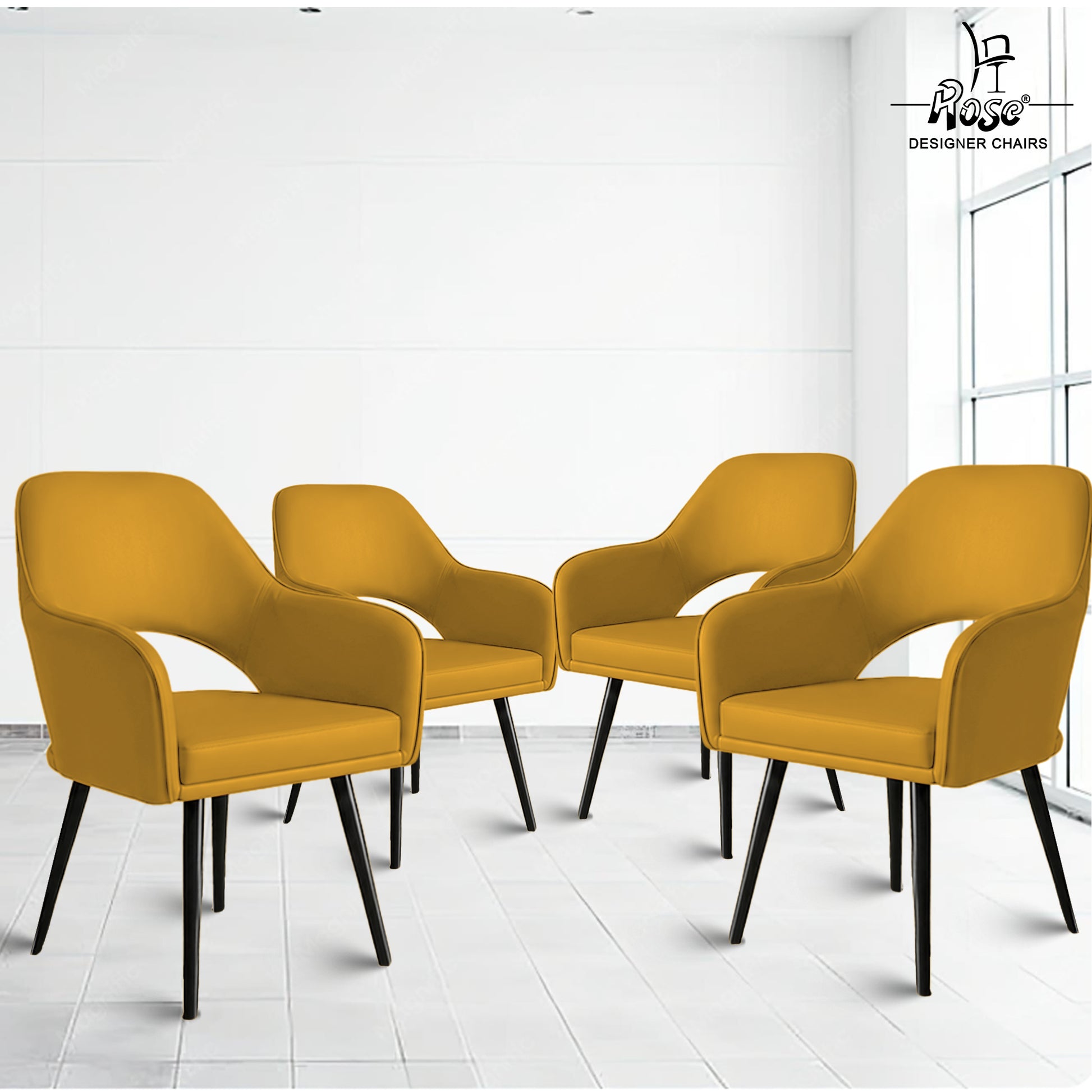 Yuri Faux Leather Chair Honey (Yellow)Set of 4 Bg Img