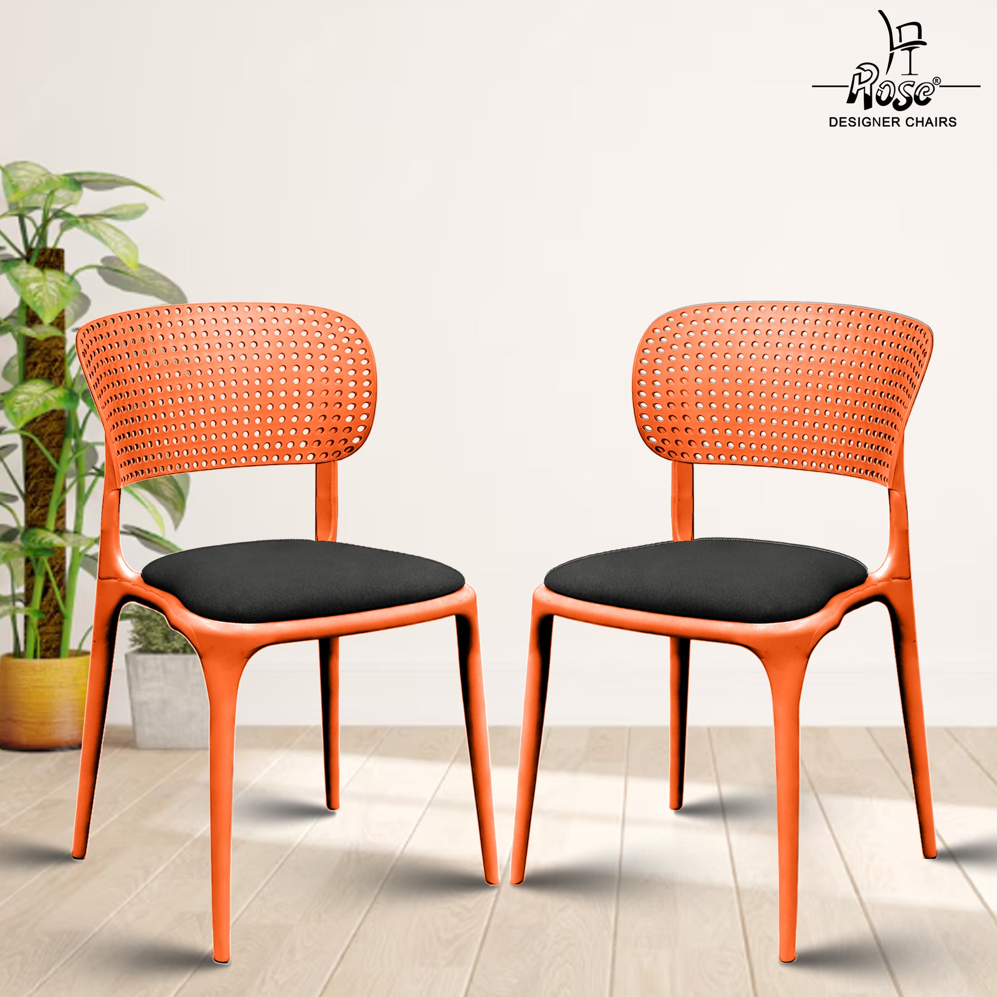 Evaa orange cushion black set of 2 bg