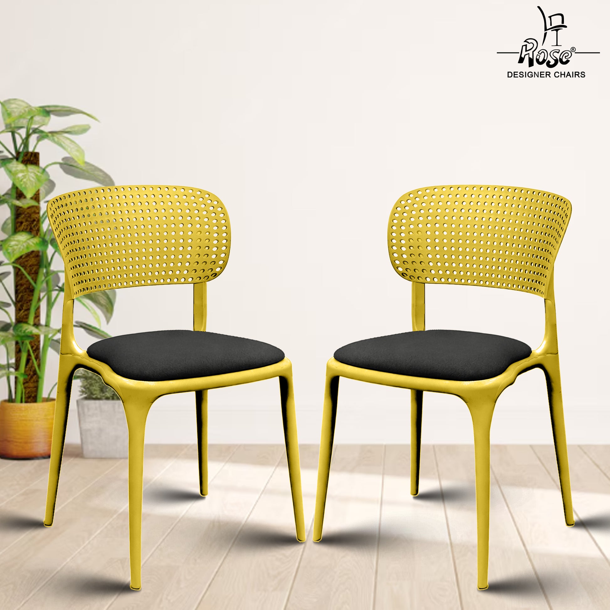 Evaa yellow cushion black set of 2 bg