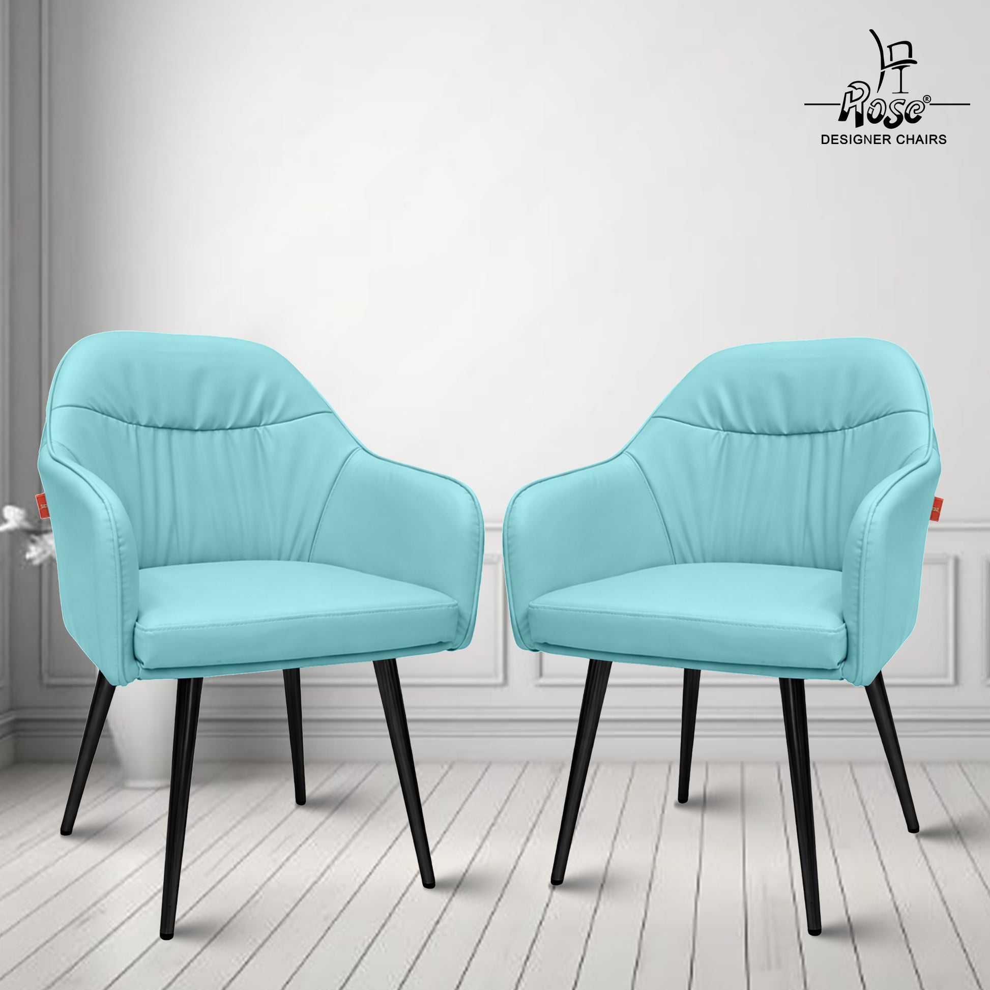 Mack Faux Leather Chair(Sky Blue) Set of 2 Bg Img