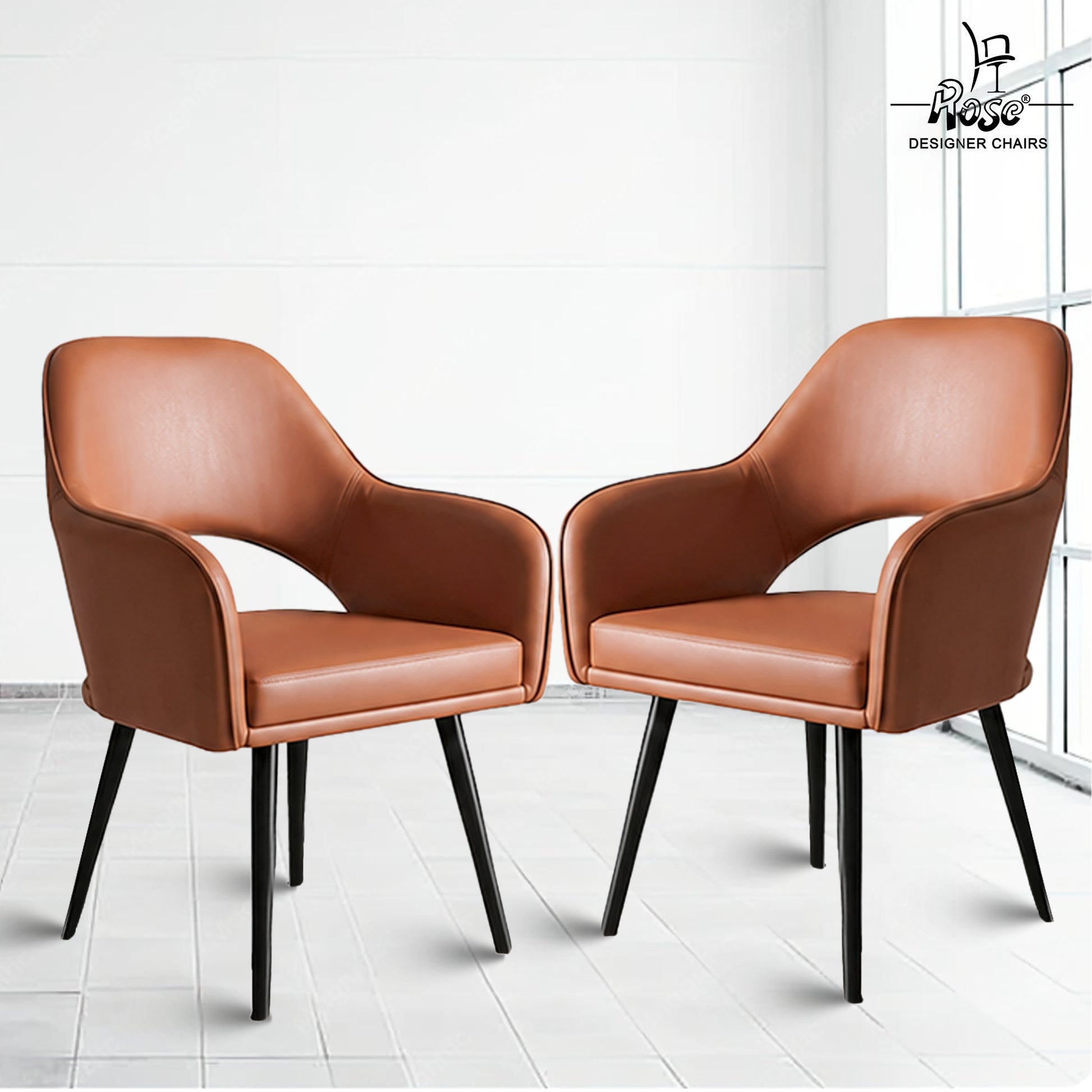 Yuri Faux Leather Chair Caramel (Brown)Set of 2 Bg Img
