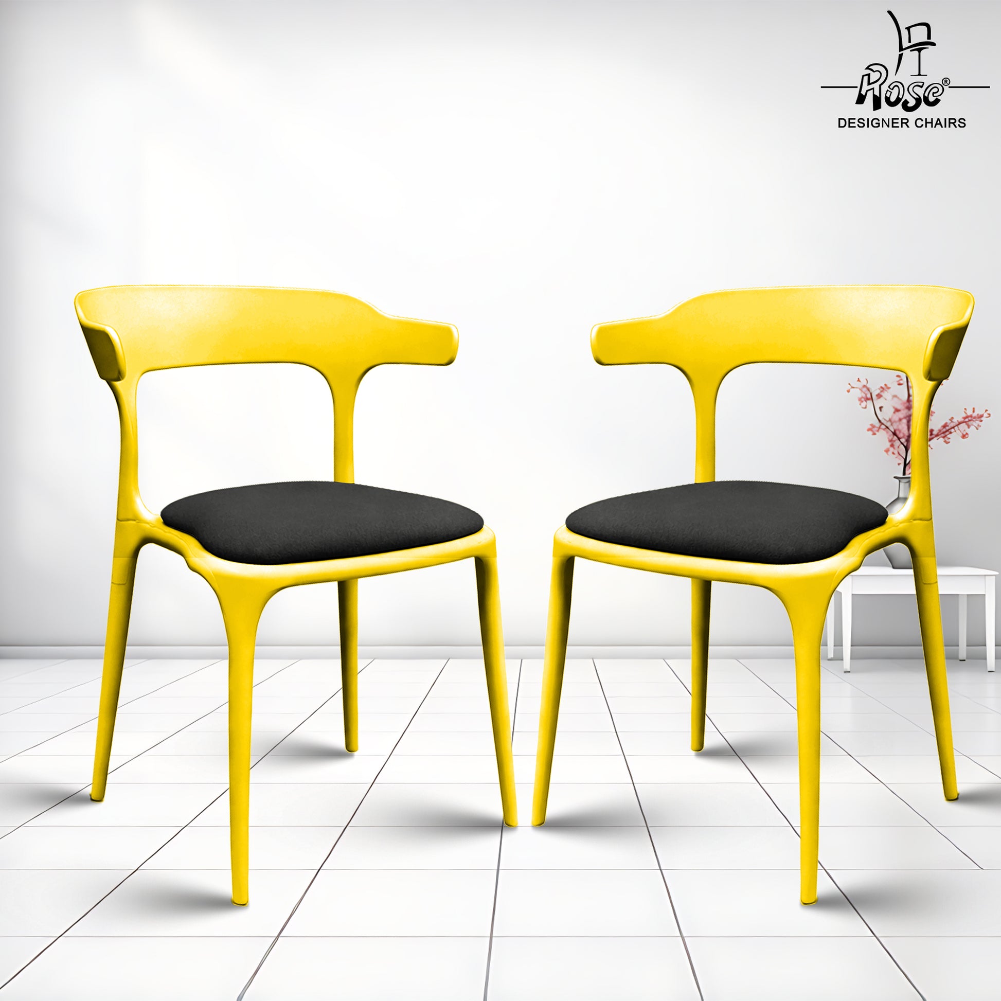 vision cushion black and yellow set of 2