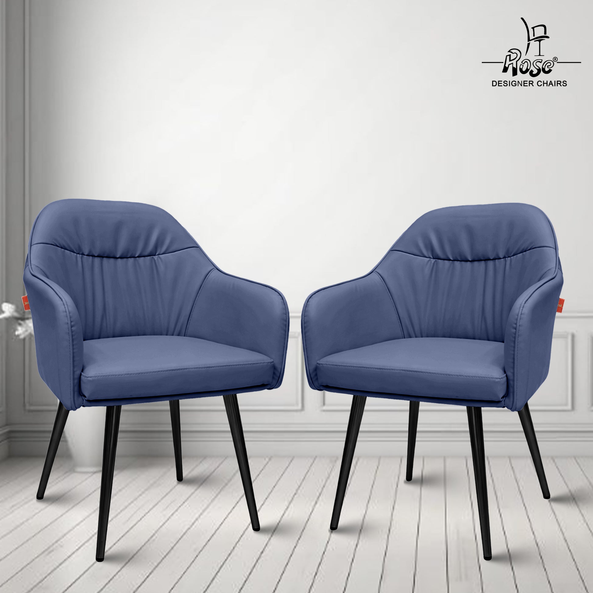 Mack Faux Leather Chair(Denim Blue) Set of 2 Bg Img