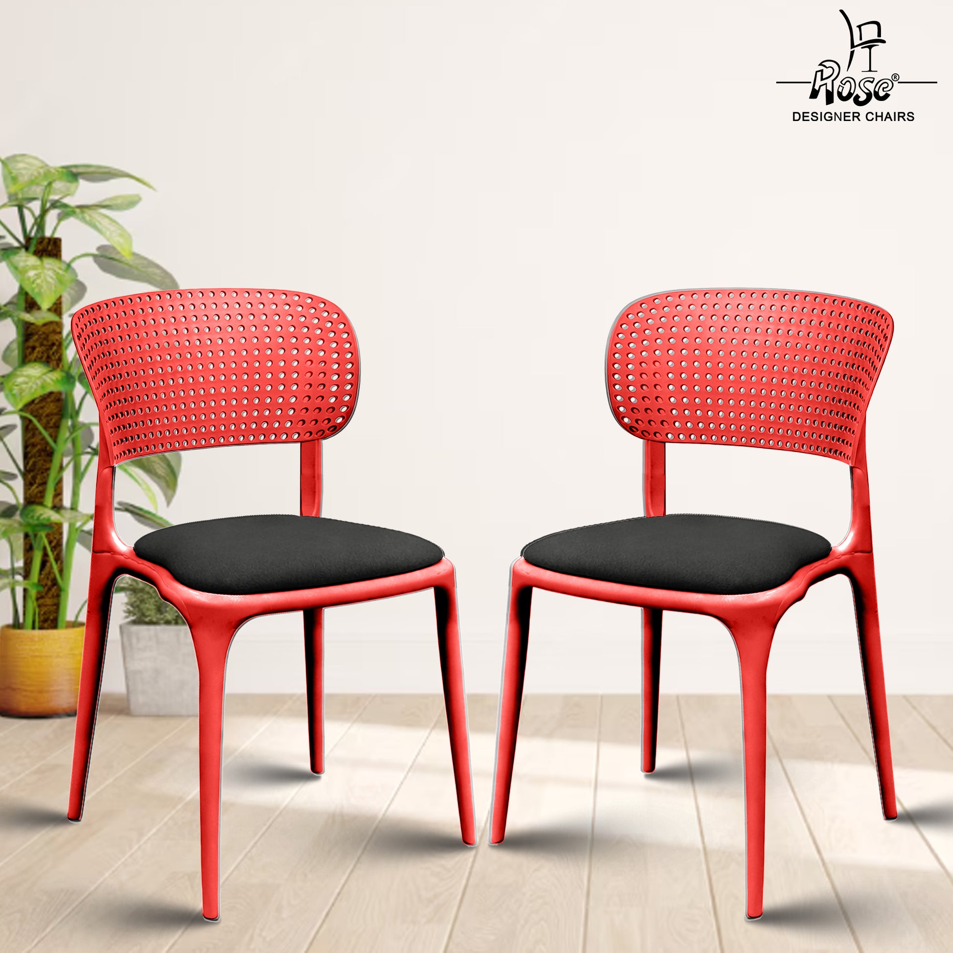 Evaa red cushion black set of 2 bg