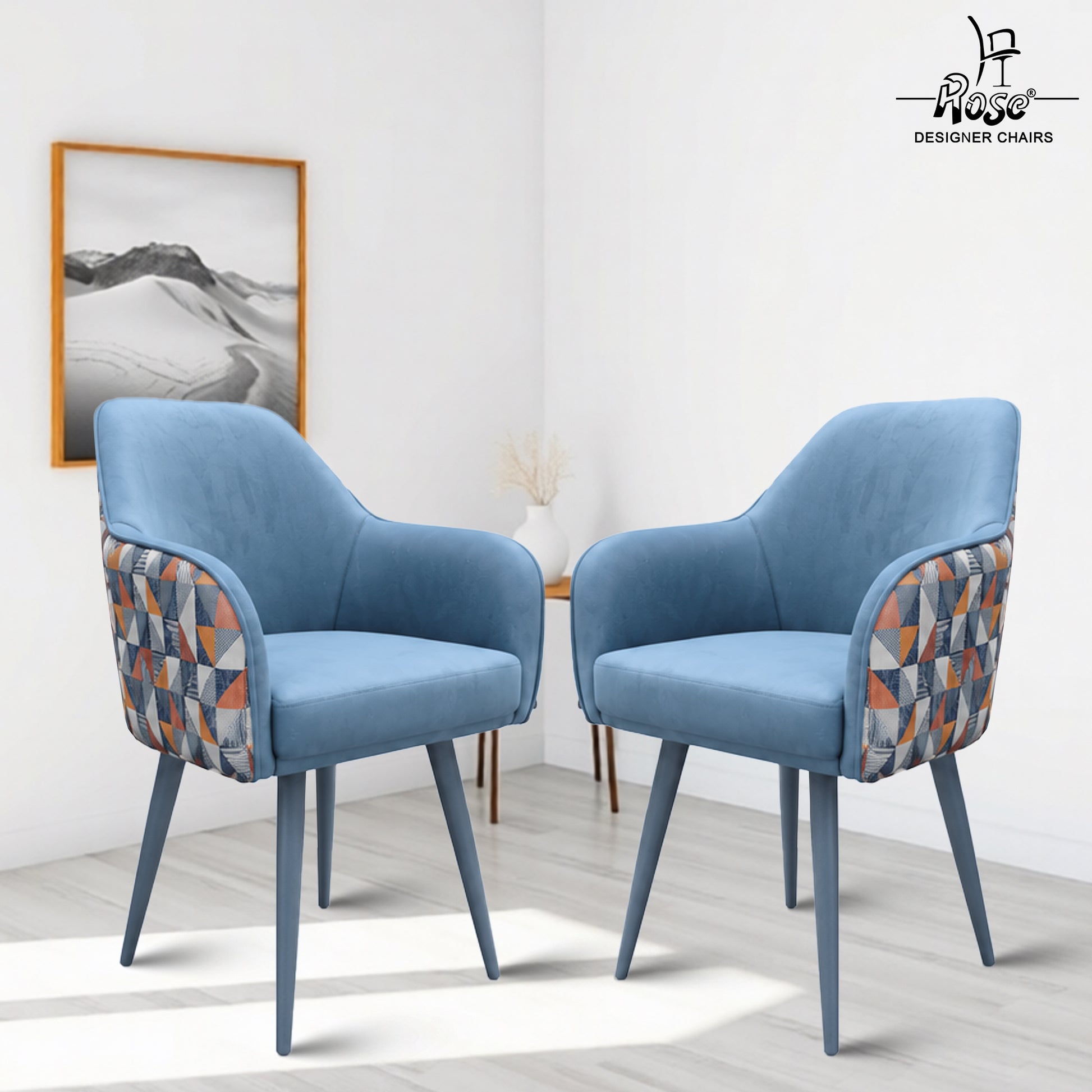  Paul Modern Upholstered Accent Dining Chair(Sky  Blue) Set of 2 Bg Img