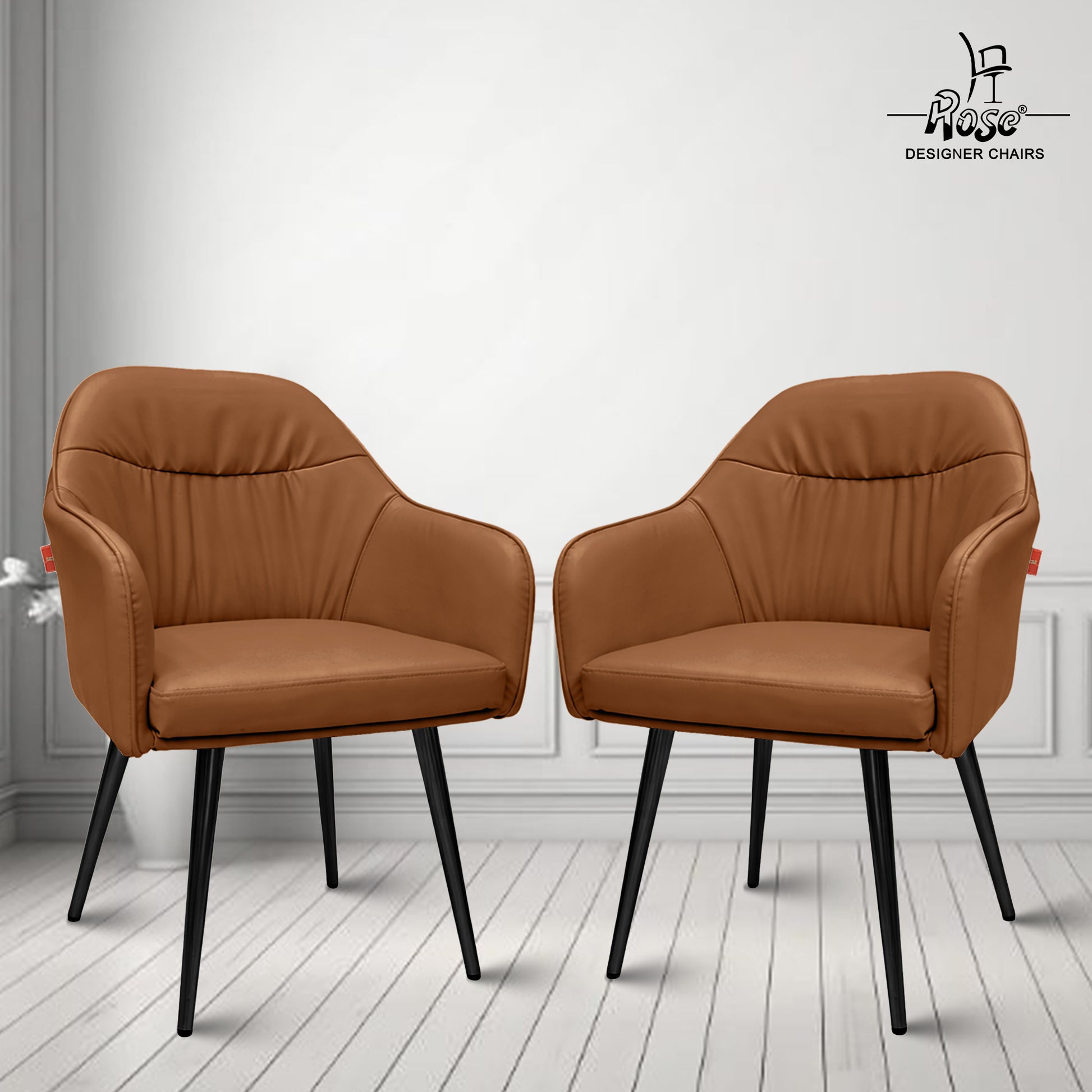Mack Faux Leather Chair(Caramel Brown) Set of 2 Bg Img