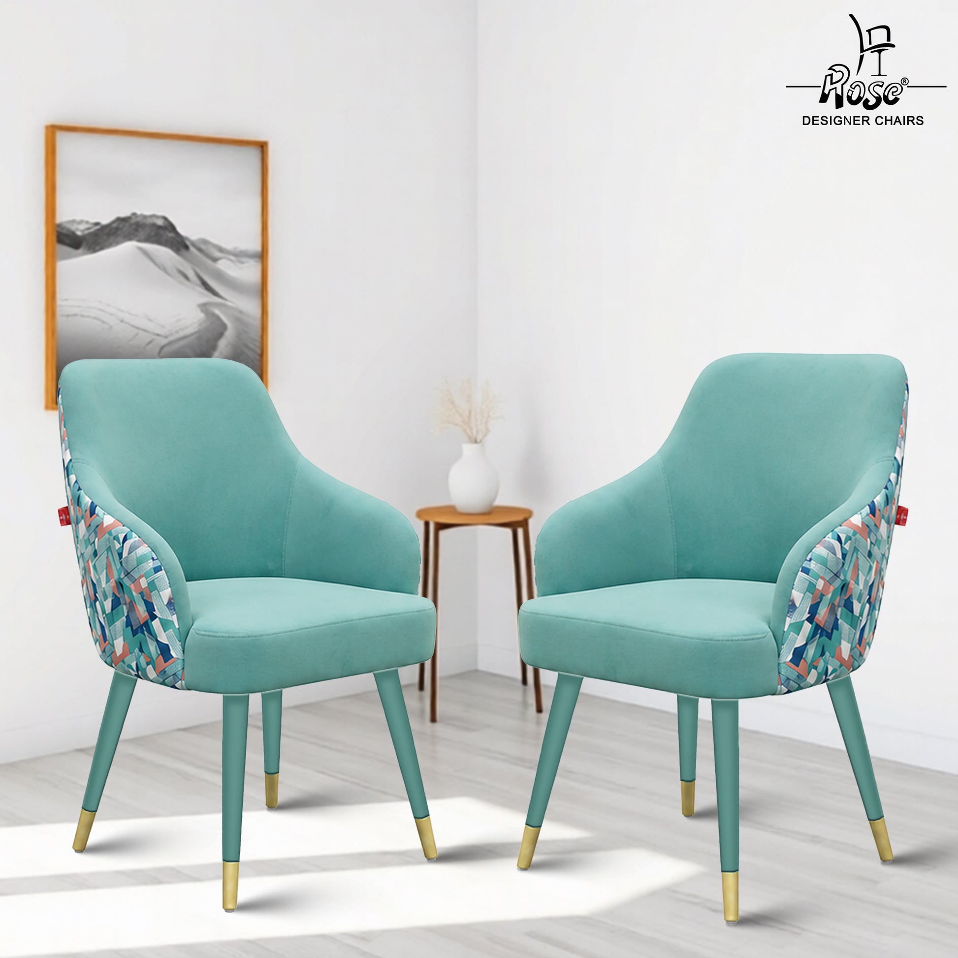  Paul Modern Upholstered Accent Dining Chair(Ocean Blue) Set of 2 Bg Img