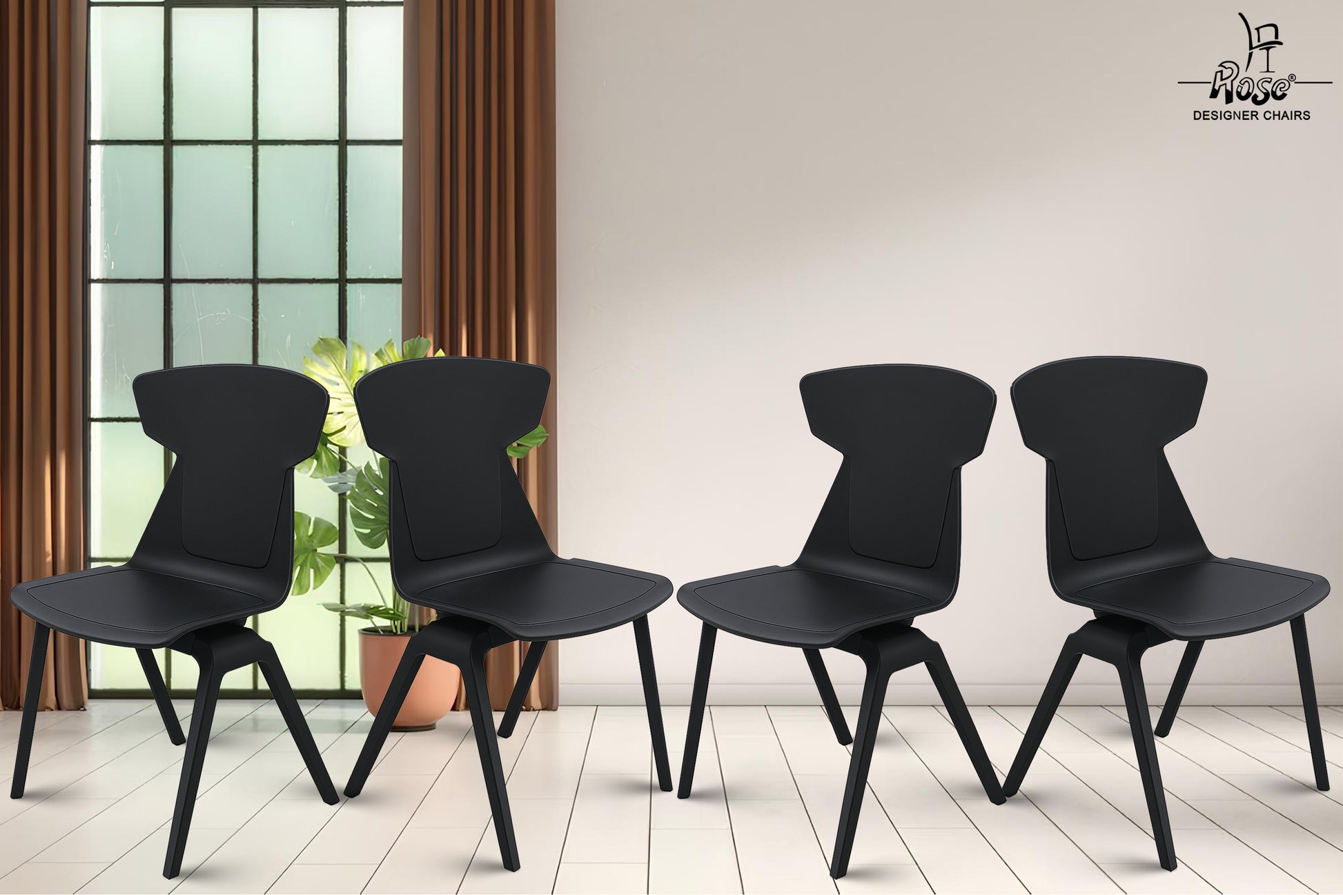 Core Modern Accent (Black) Chair Seat of 4 Bg Img