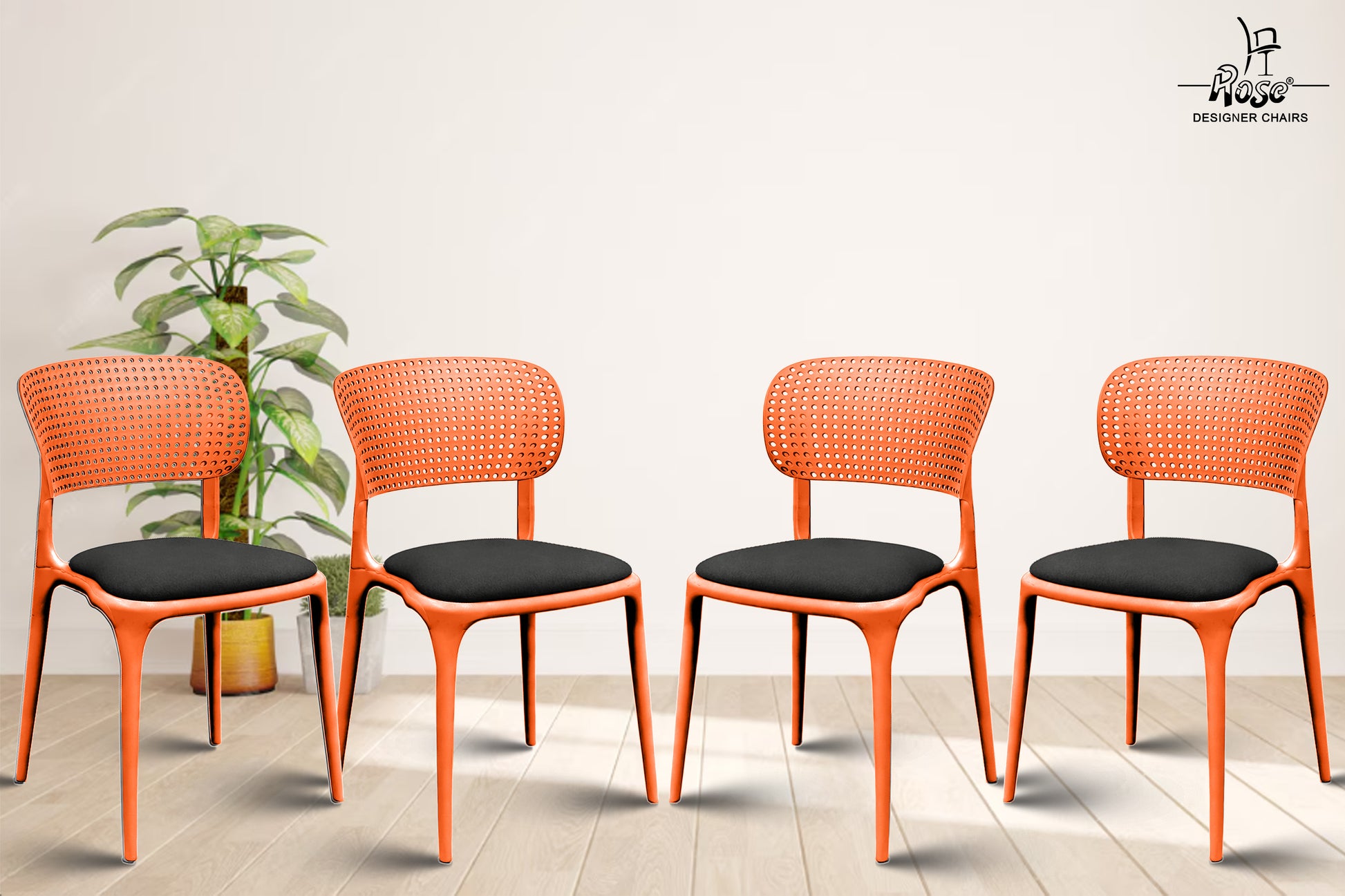Evaa orange cushion black set of 4 bg 
