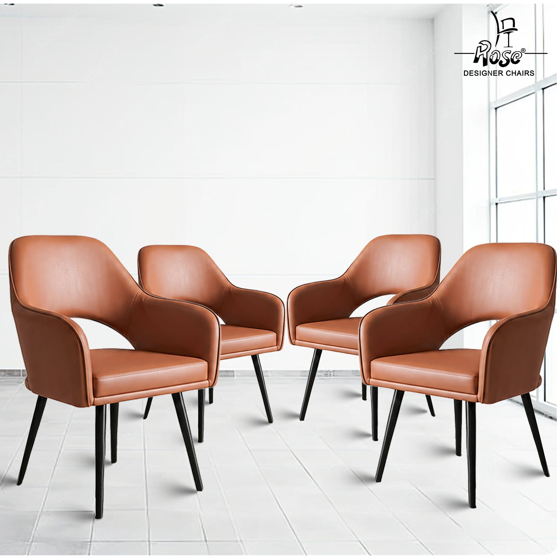 Yuri Faux Leather Chair Caramel (Brown)Set of 4 Bg Img