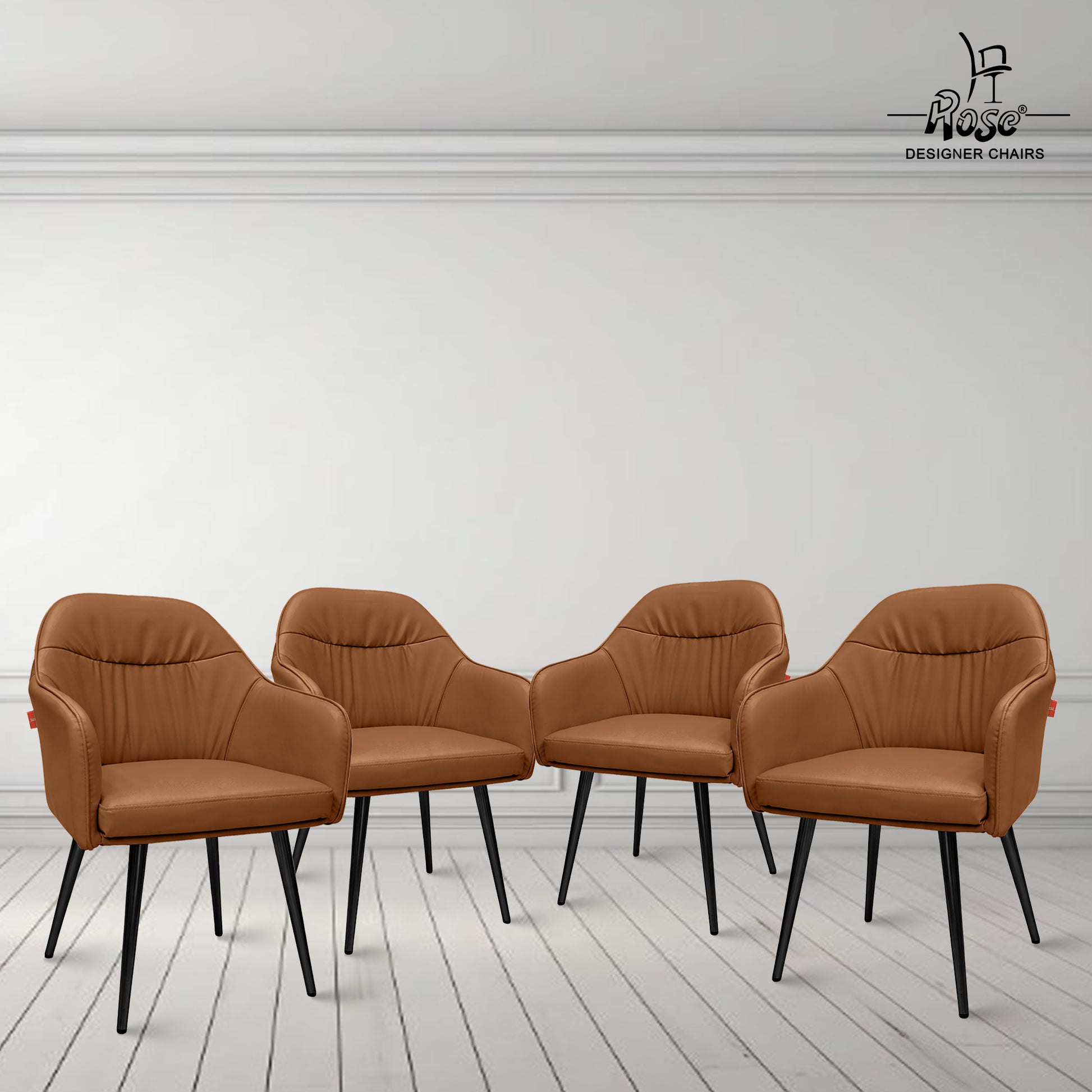 Mack Faux Leather Chair(Caramel Brown) Set of 4Bg Img