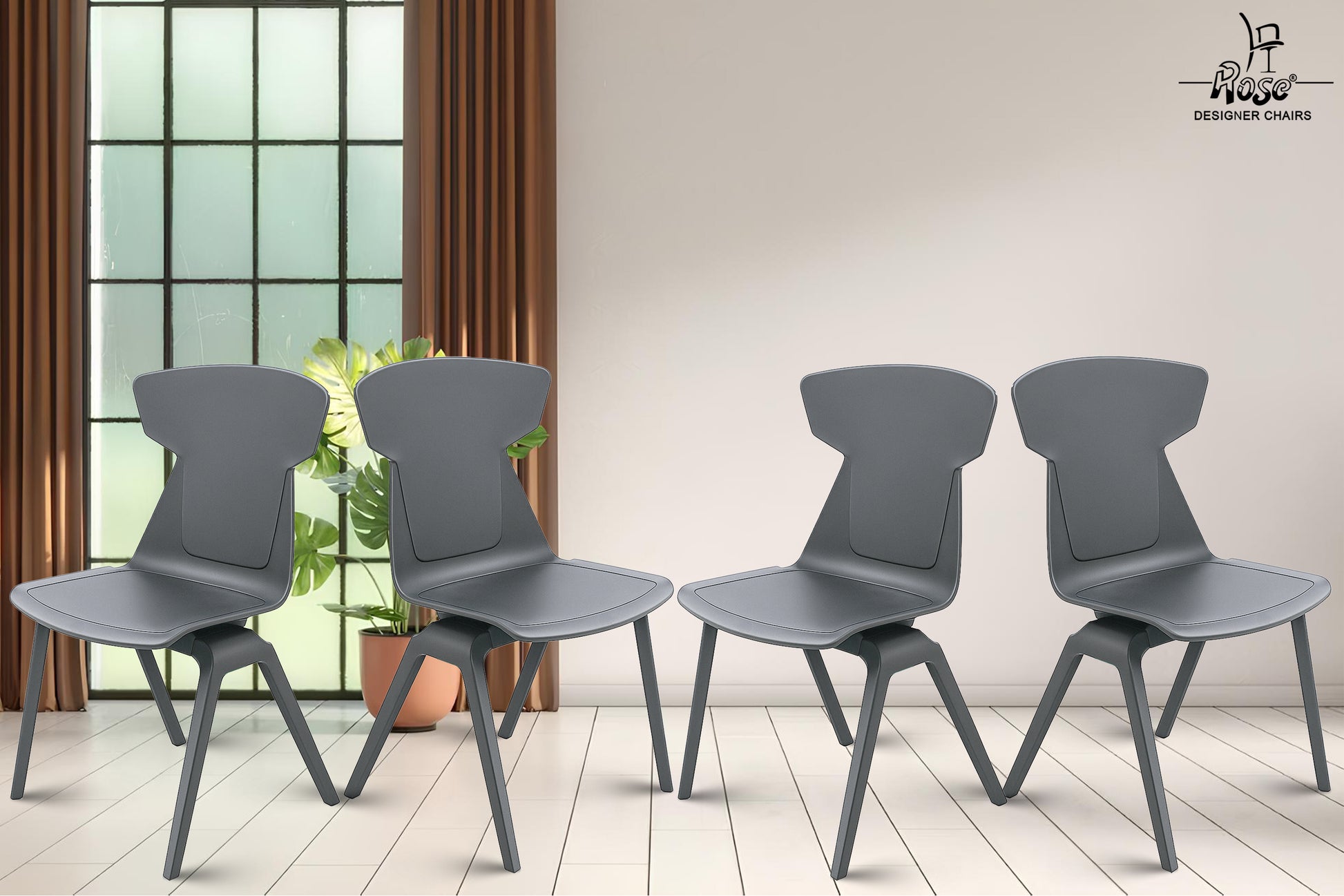 Core Modern Accent (Grey) Chair Seat of 4 Bg Img