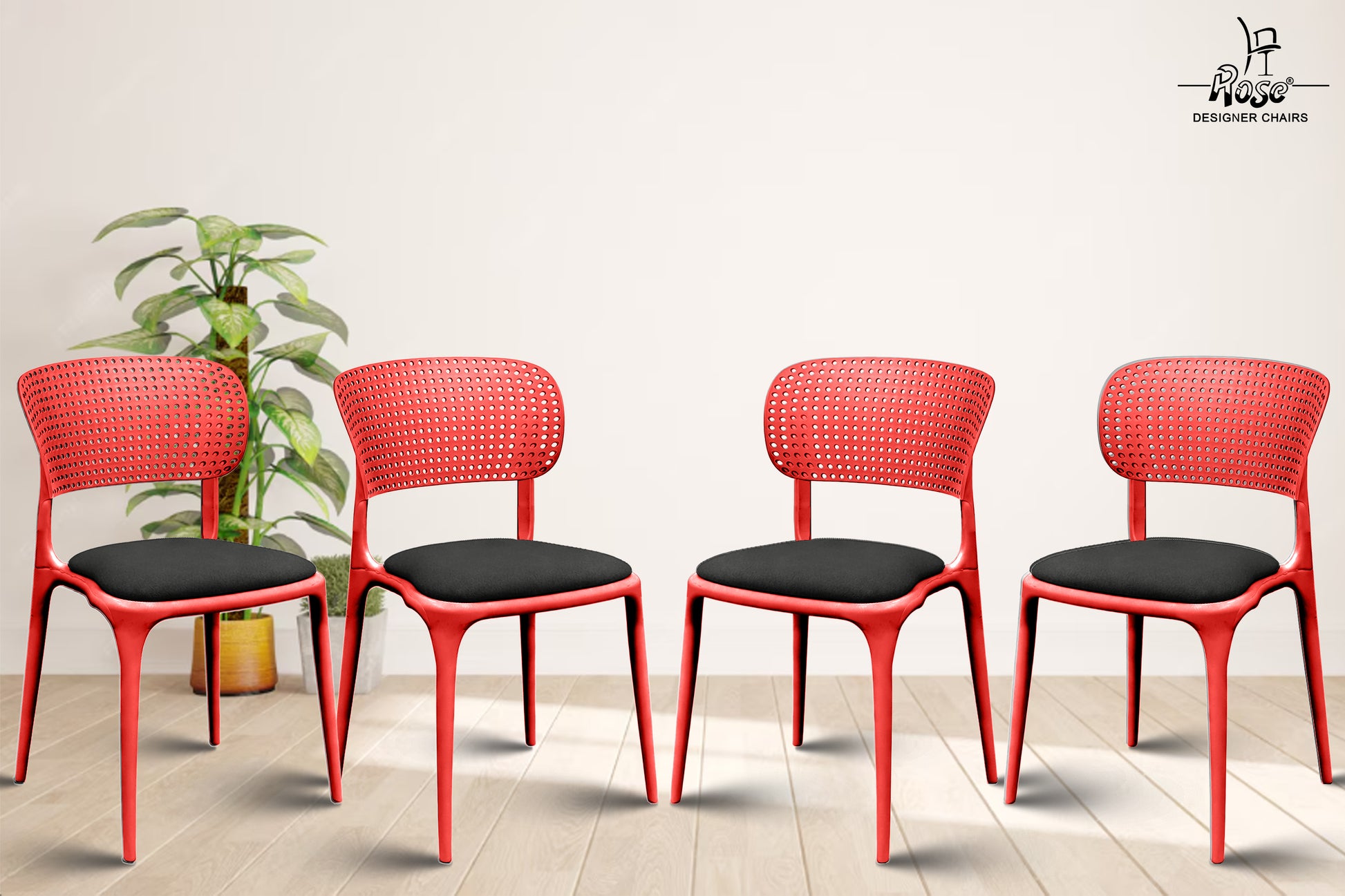 Evaa red cushion black set of 4 bg