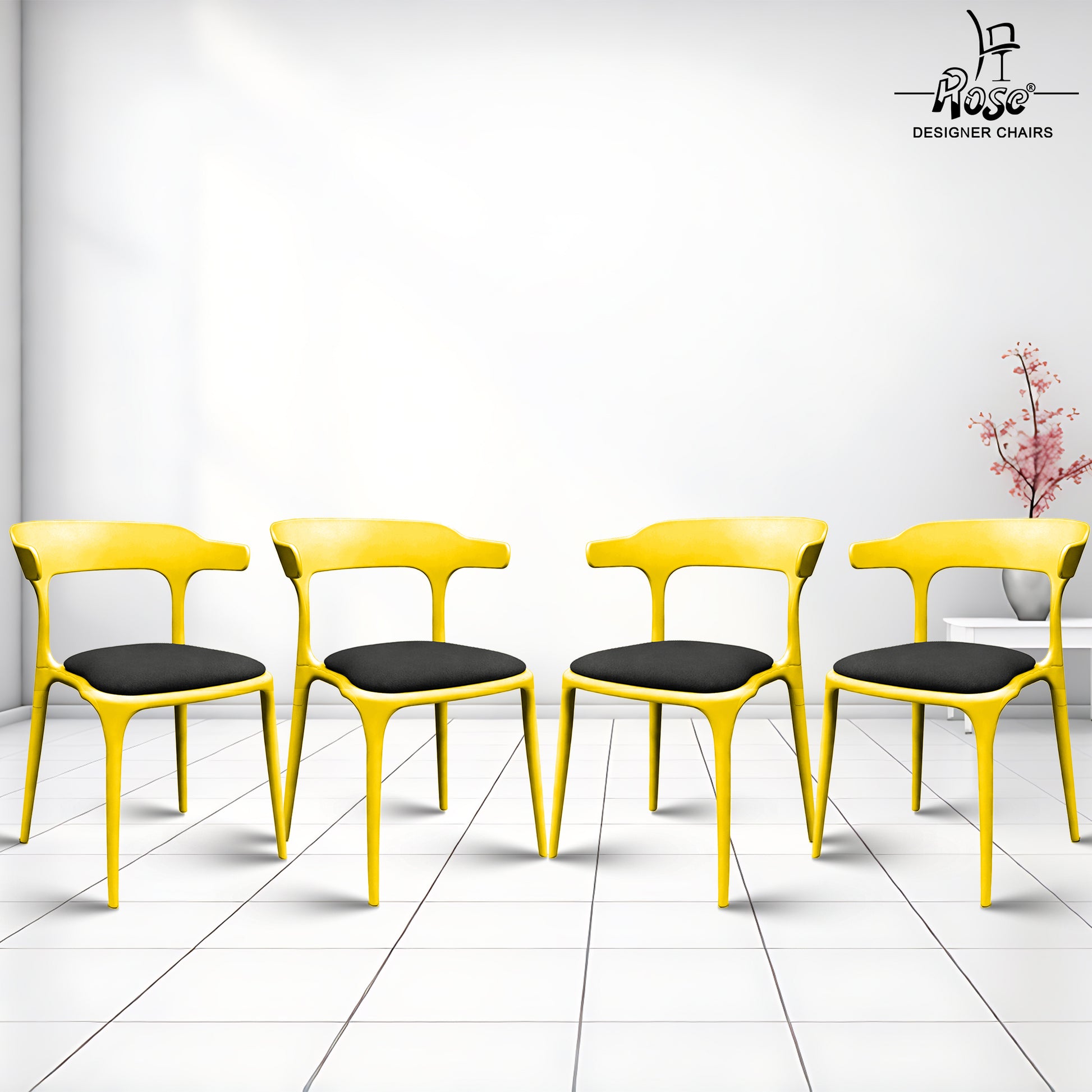 vision cushion black and yellow set of 4