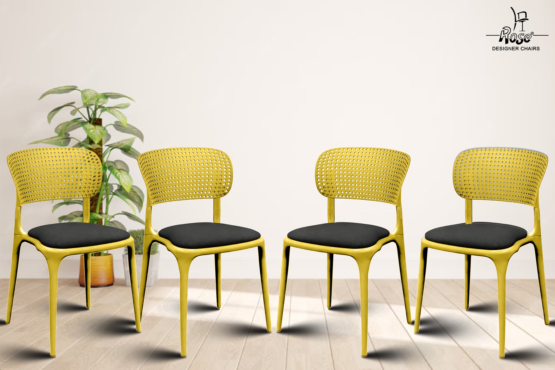 Evaa yellow cushion black set of 4 bg 
