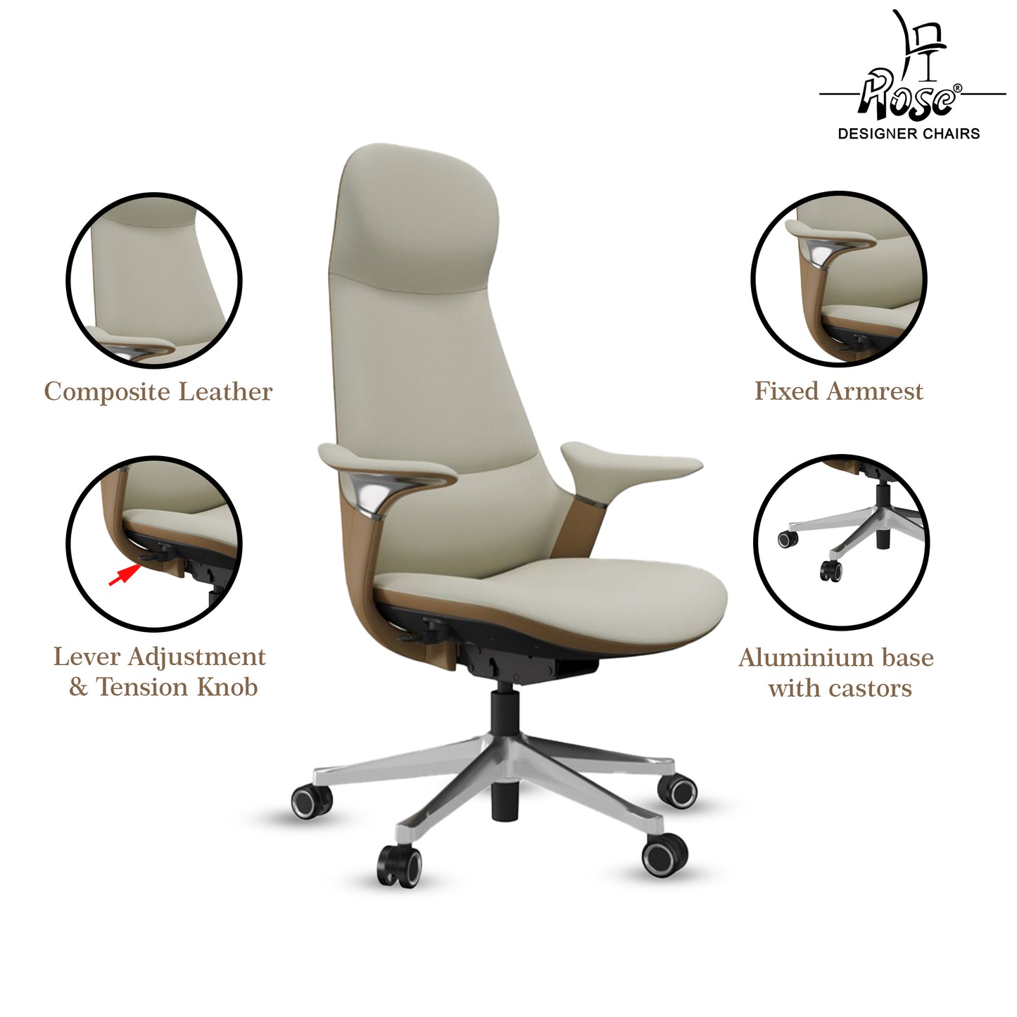 Rose Sofira Luxurious High Back Chair ( White )