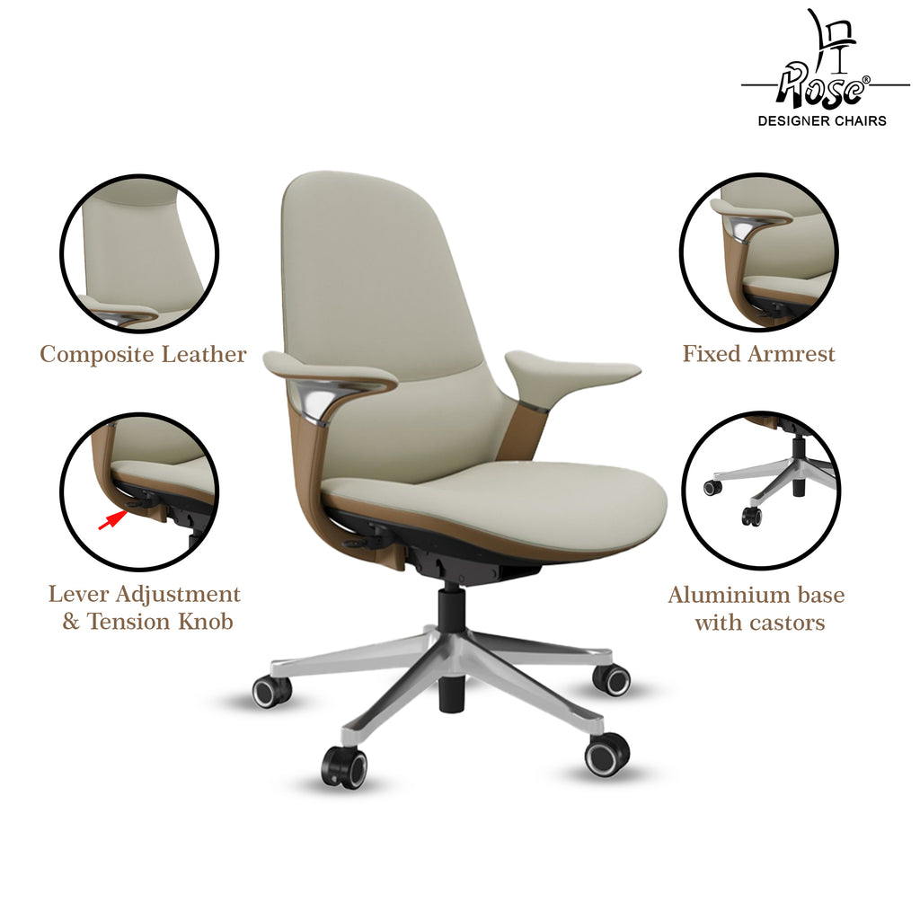 Rose Sofira Luxurious Mid Back Chair ( White )