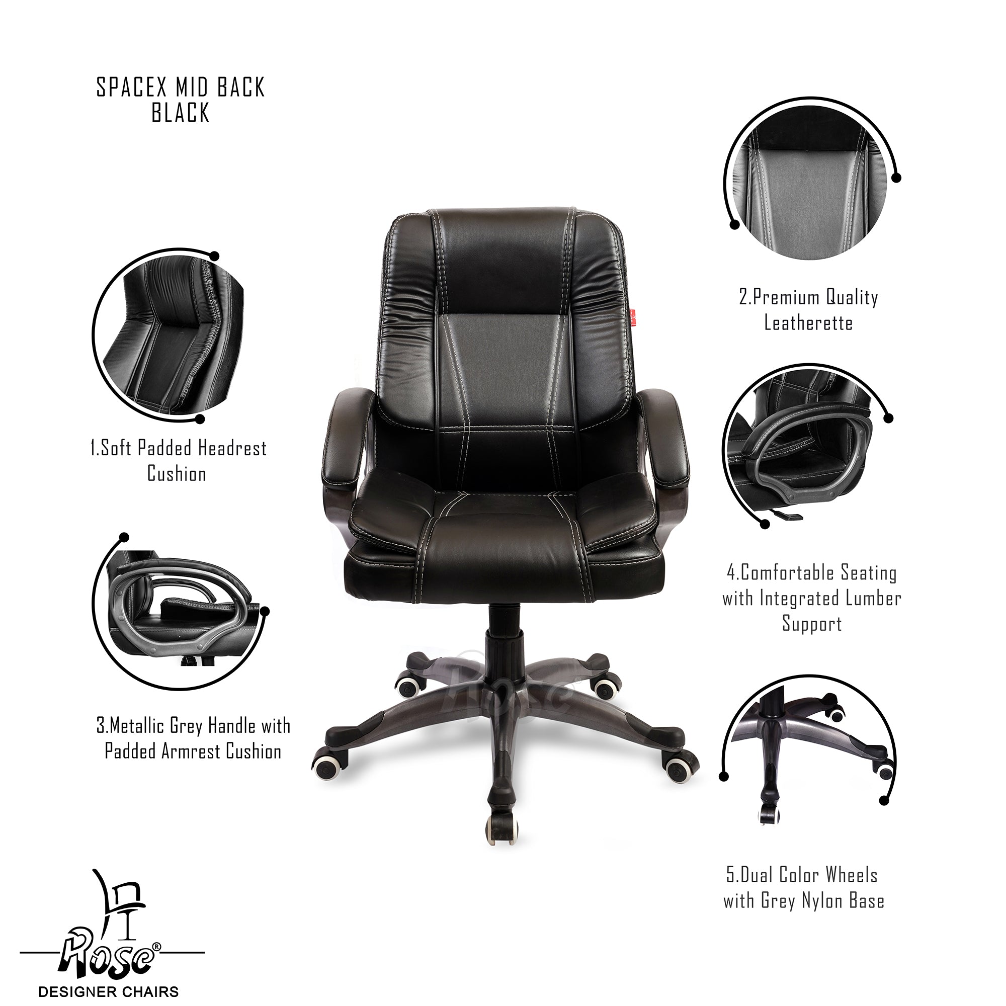 ROSE® SpaceX I Mid Back Office Chair – Rose Designer Chairs