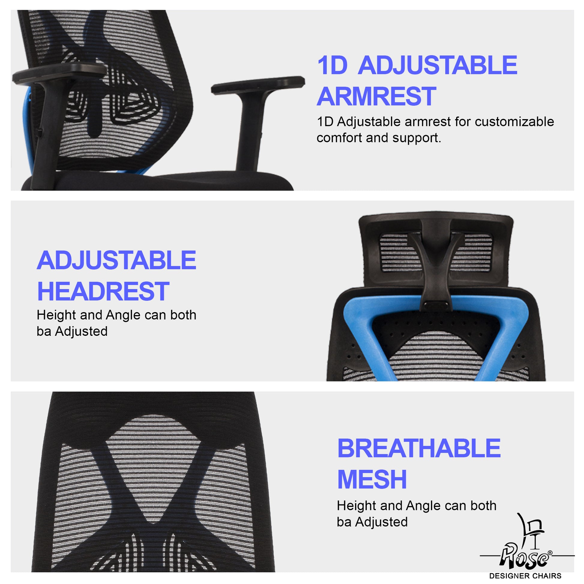 Sydney High Back Blue & Black