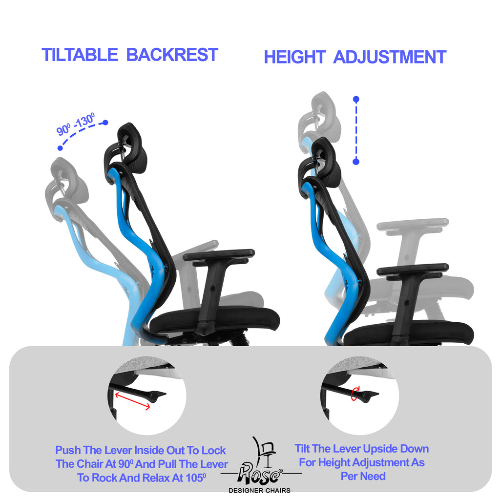 Sydney High Back Blue & Black