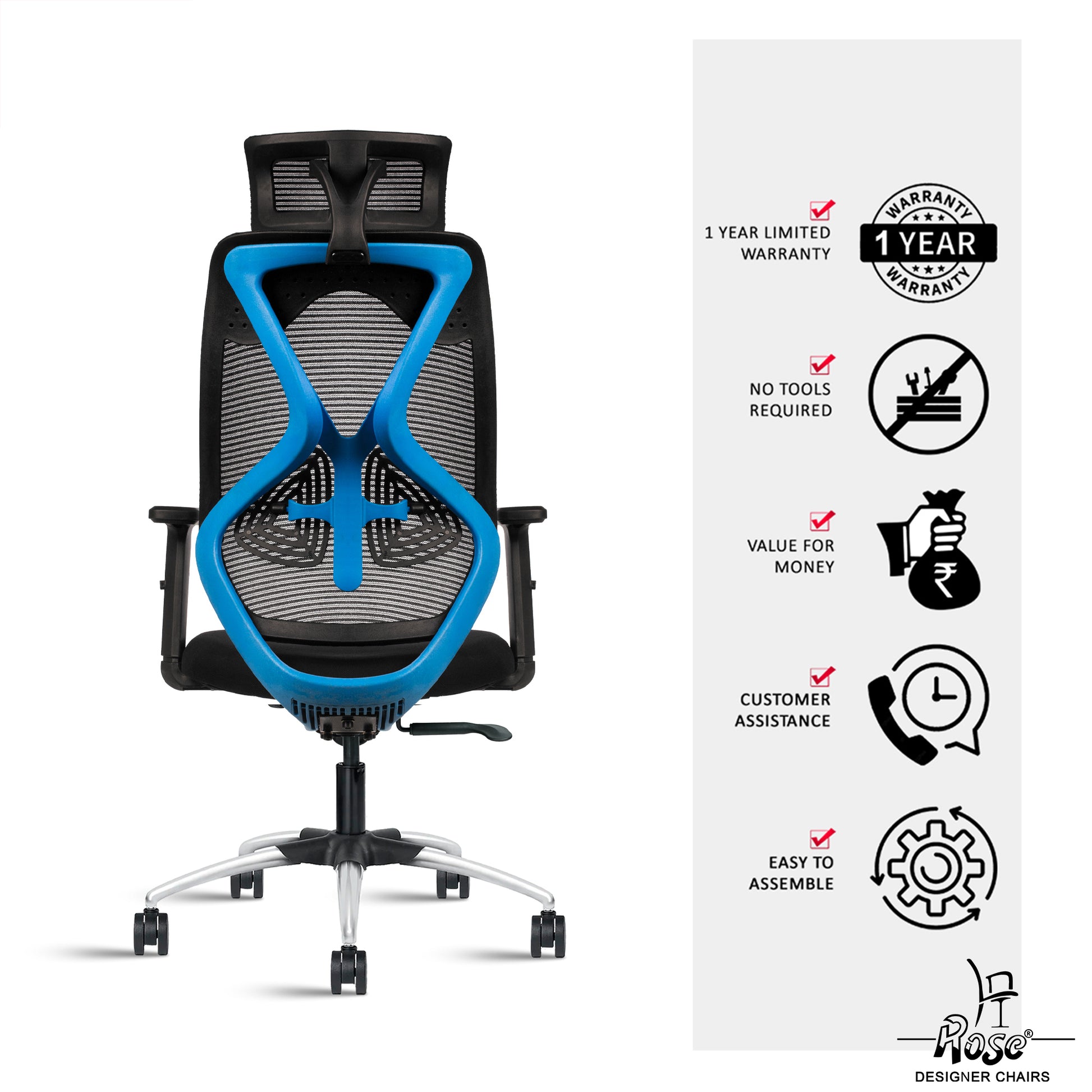 Sydney High Back Blue & Black