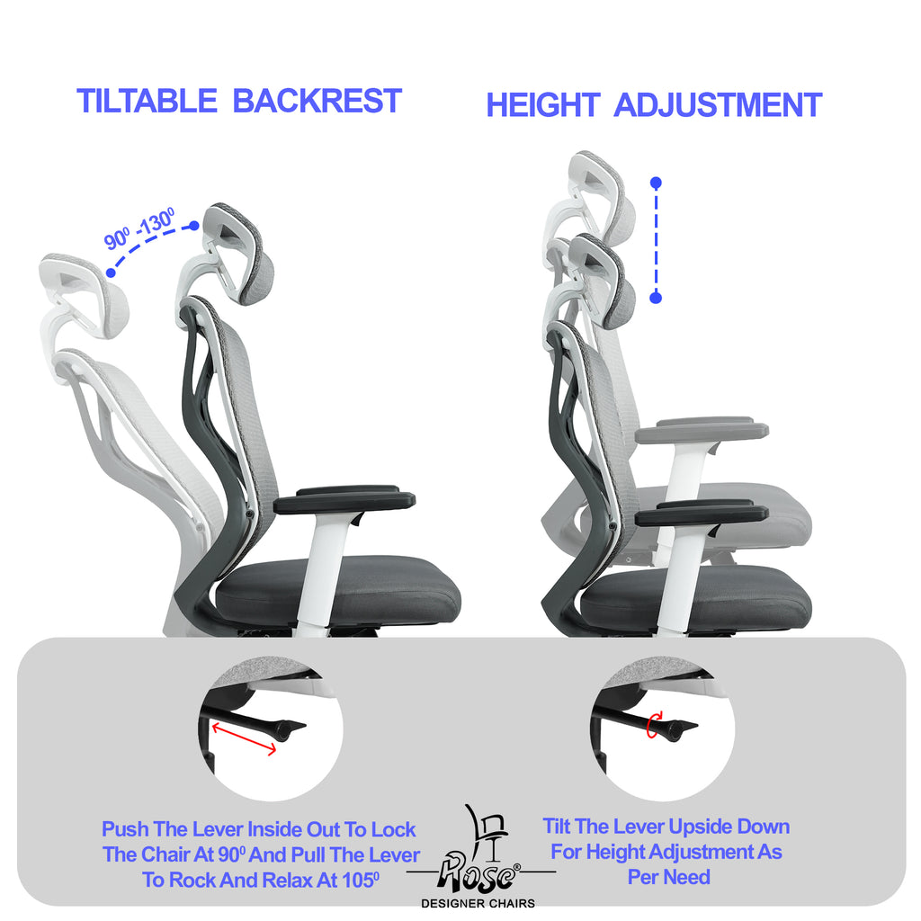 Sydney High Back Grey & White