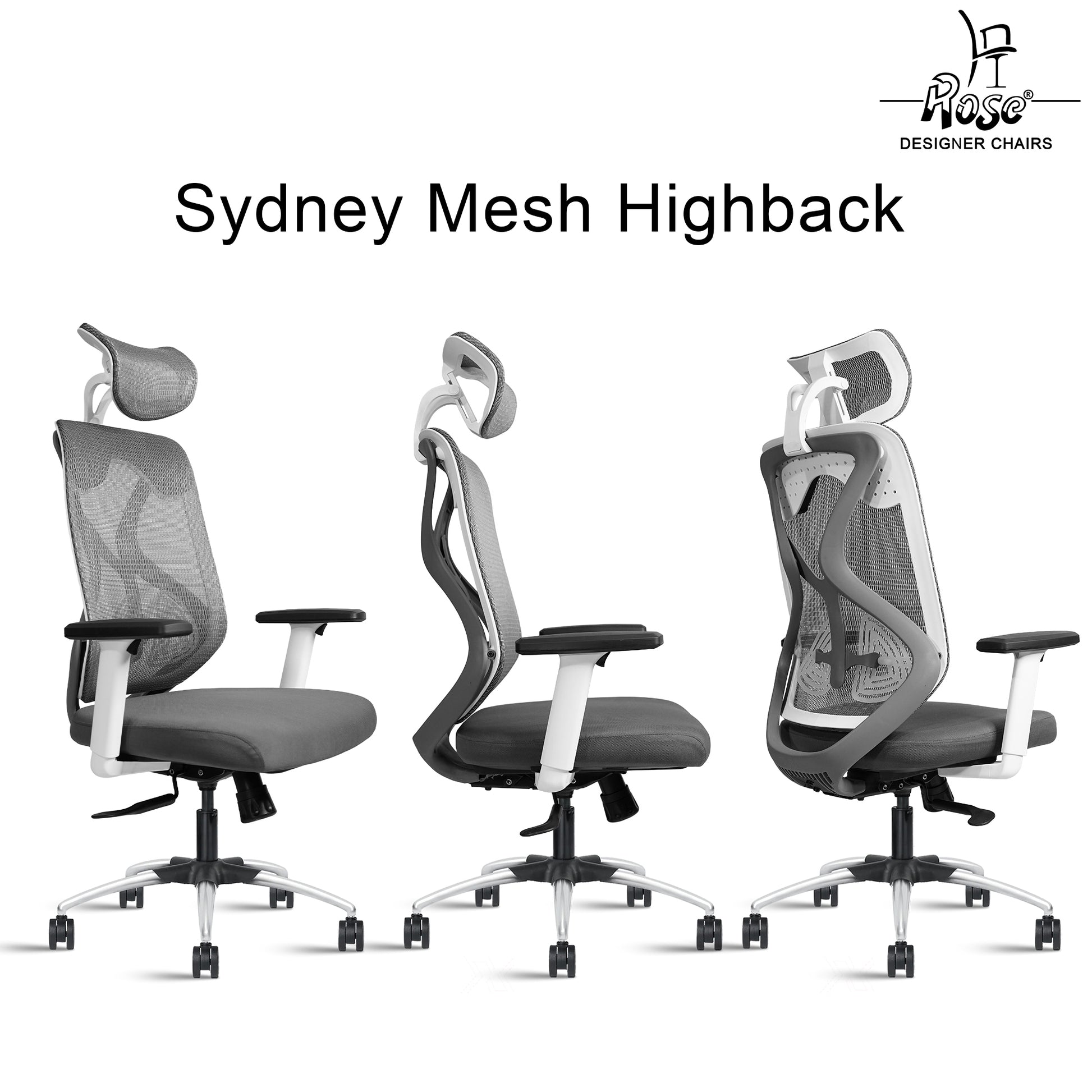 Sydney High Back Grey & White