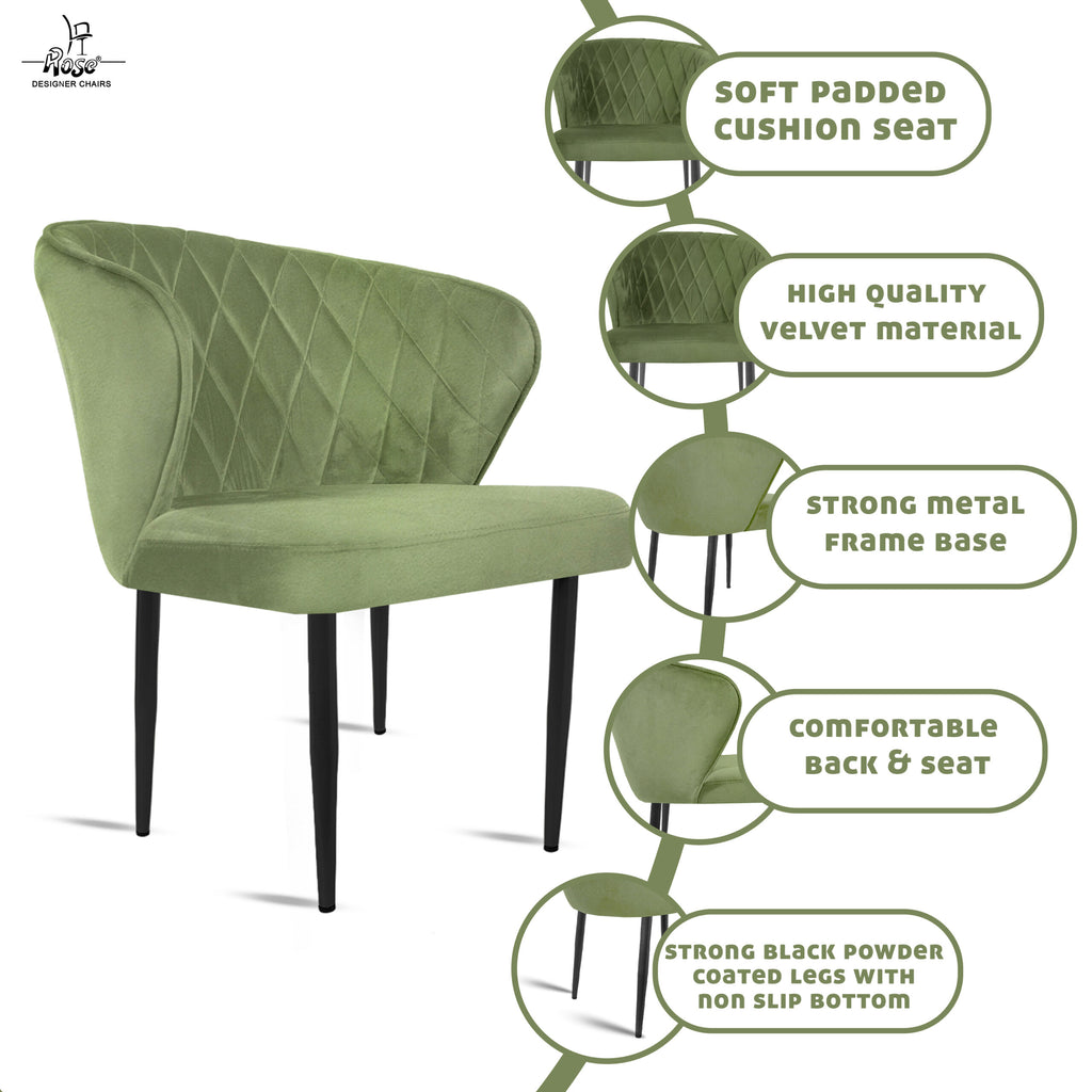 Tora Dining Chair(Green) Set of 2 Features