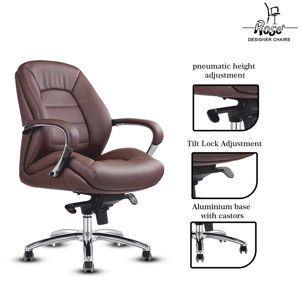 Rose Veda Mid Back Office Chair (Brown)