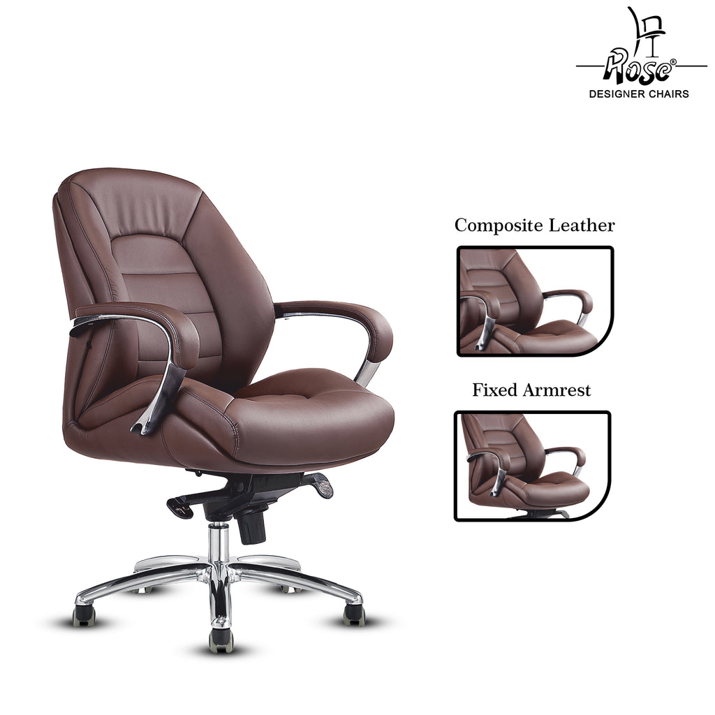Rose Veda Mid Back Office Chair (Brown)