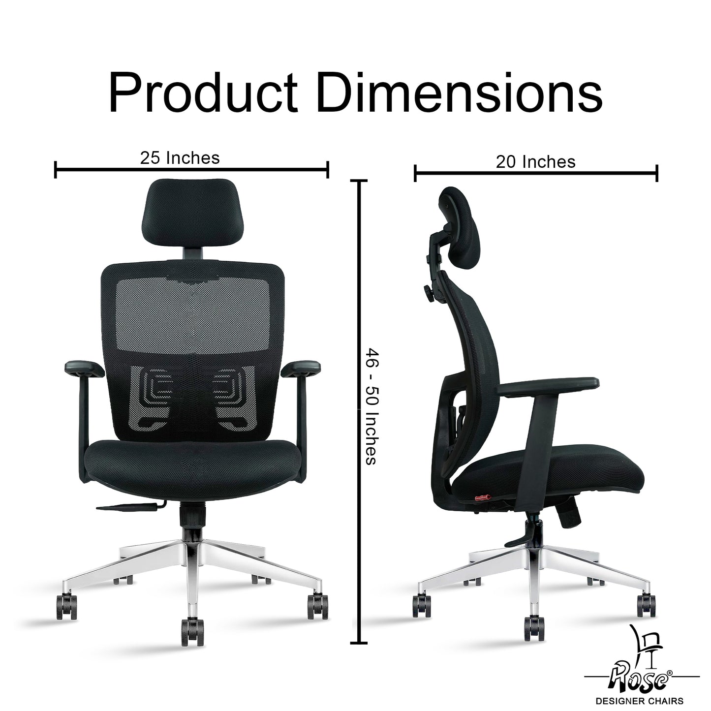 ROSE® Woodpecker Mesh Office Chair (Black, High Back)