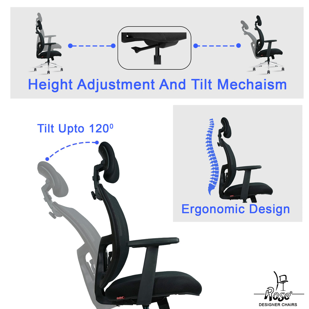 ROSE® Woodpecker Mesh Office Chair (Black, High Back)