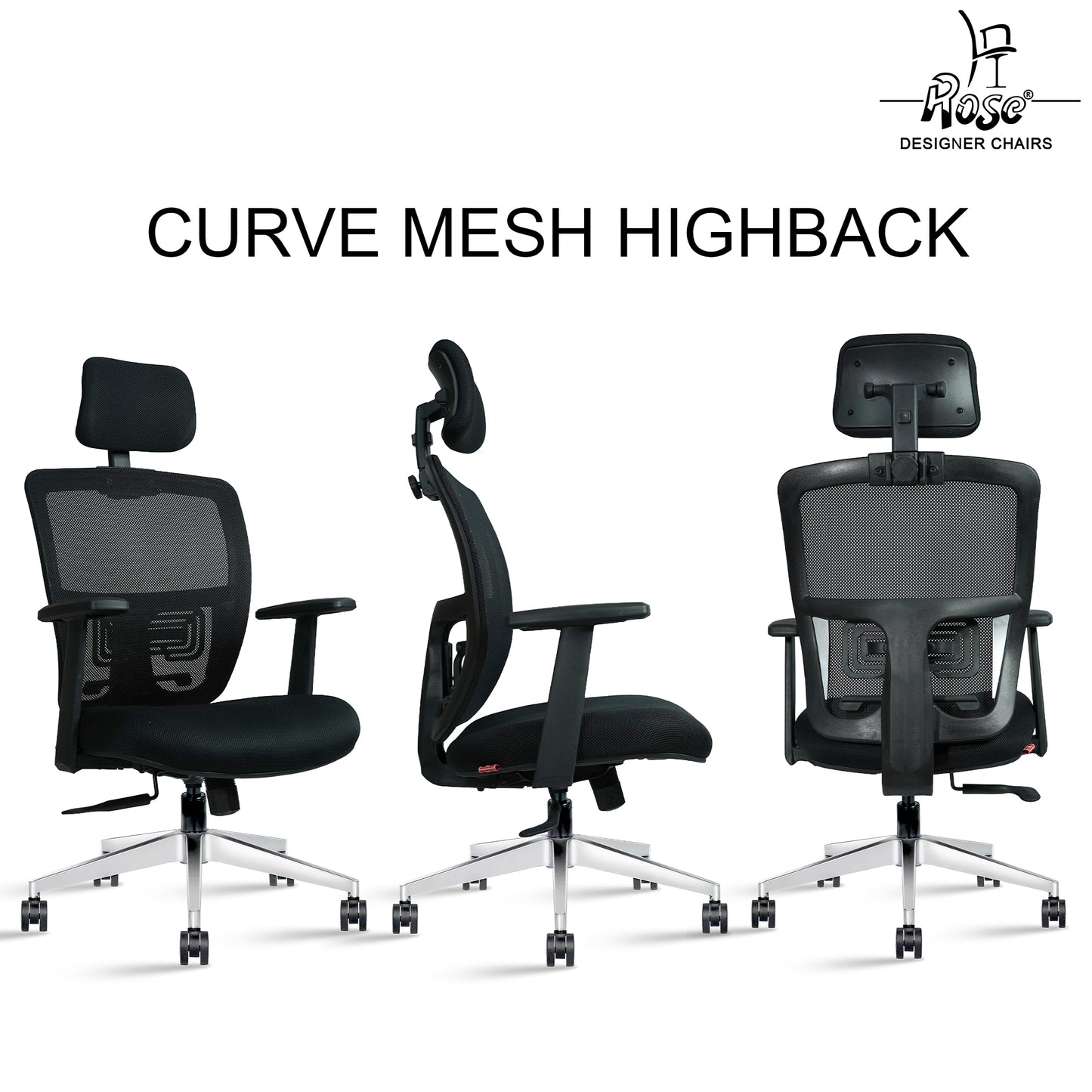 ROSE® Woodpecker Mesh Office Chair (Black, High Back)