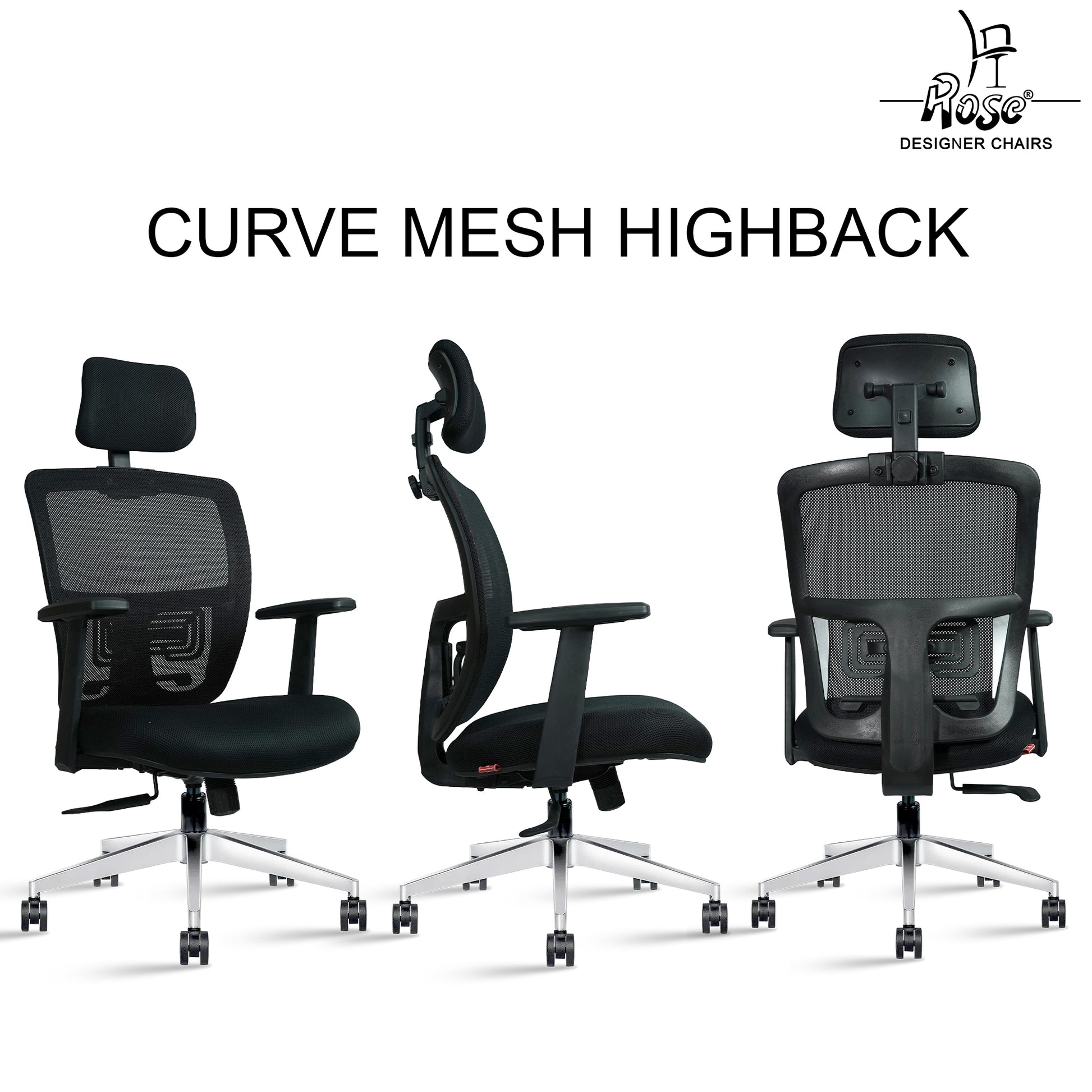 ROSE® Woodpecker Mesh Office Chair (Black, High Back)